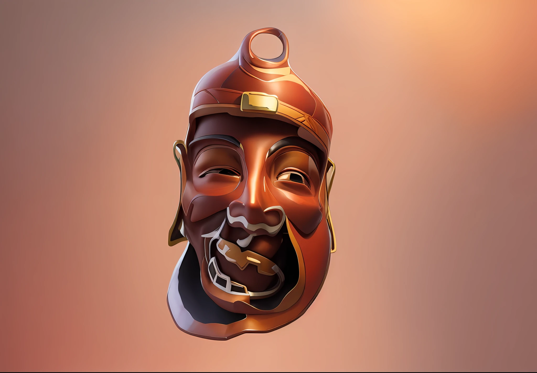 (Digital painting), (best quality), mask, culture style, brown