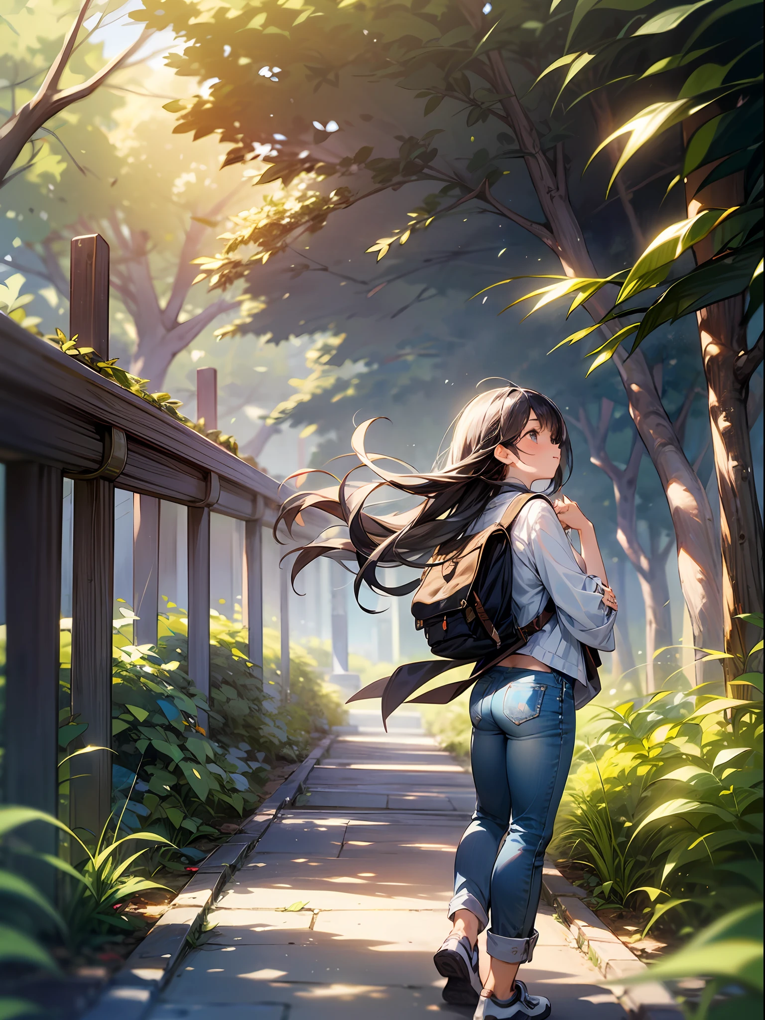 ((profile)),
In the middle of a bustling cityscape, amid the vibrant energy of a crowded street, a young woman finds refuge in a tranquil park. The urban symphony of car horns and footsteps dissipates as you enter a serene oasis. The air is filled with the soft whisper of leaves and the distant singing of birds.
With her back resting on the trunk of a worn tree, the woman gazes up at the sky, its vast expanse being a source of comfort and inspiration. Her long, flowing hair, the color of a sunset, dances in the breeze, framing her face with an aura of natural beauty. His eyes, full of curiosity and kindness, reflect the wonders of the world.
Dressed in a simple but elegant costume, she embodies an uncomplicated charm. A loose blouse, paired with comfortable jeans and worn-out sneakers, allows her to move freely around the world. She carries a well-worn backpack filled with a sketchbook, colored pencils and a novel, embodying her creative spirit and thirst for knowledge.
As sunlight penetrates through the branches of the trees, dotting the ground with patches of heat, the young woman captures a moment of serenity amid the chaos of the city. Your presence is a reminder of the importance of slowing down, appreciating the beauty of nature, and finding inner peace.