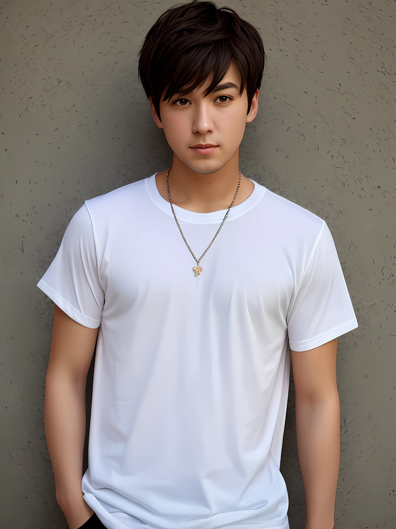 Shirt model, plain white t-shirt, no prints