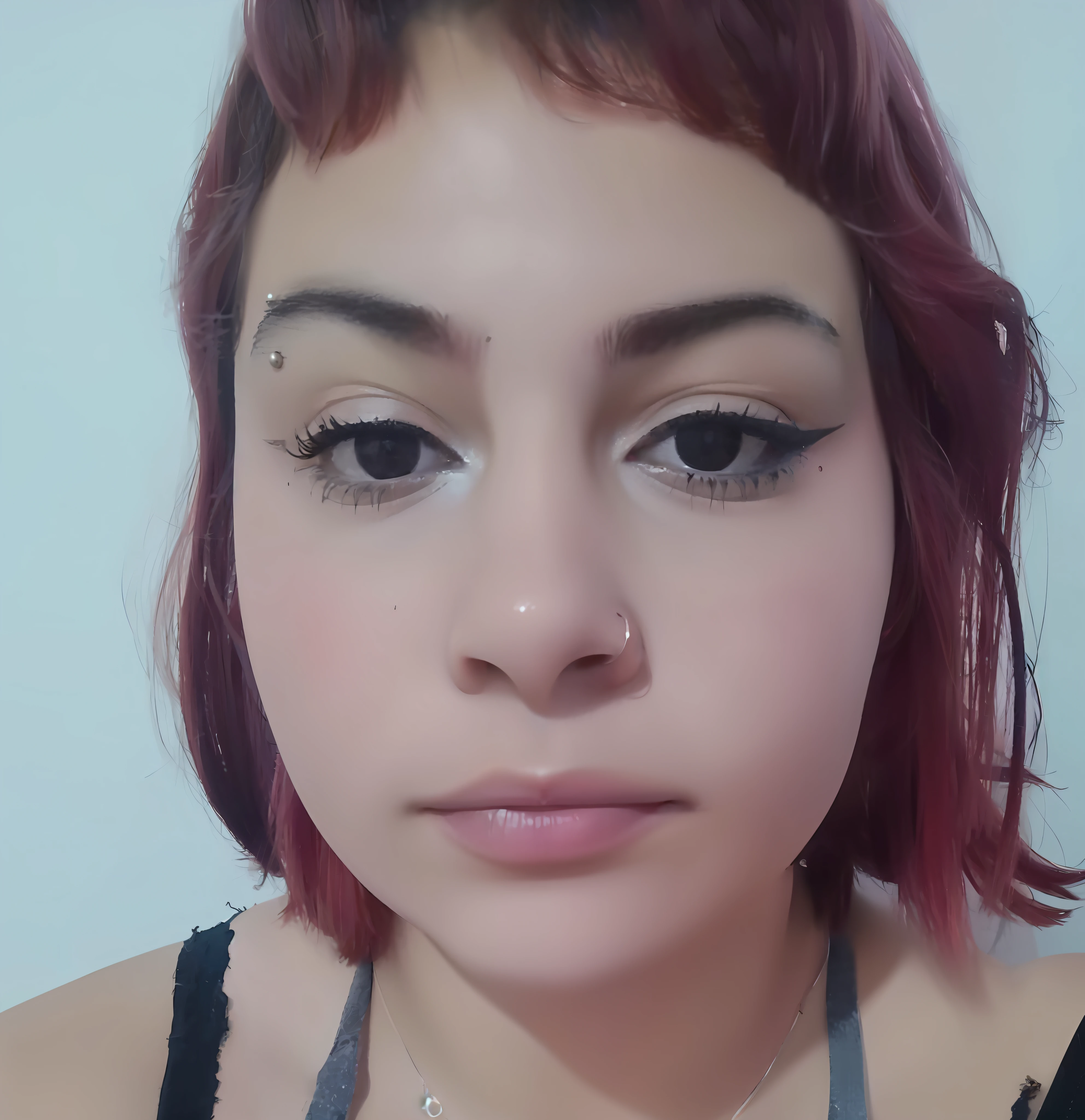 a close up of a woman with red hair and a necklace, brown eyes and white skin, blue symmetric eyes 24yo, sexy face with full makeup, 18 years old, bright piercing brown eyes, around 1 9 years old, small lips pointy nose, frontal picture, 3 0 years old woman, 30 years old woman, pointed face and grey eyes