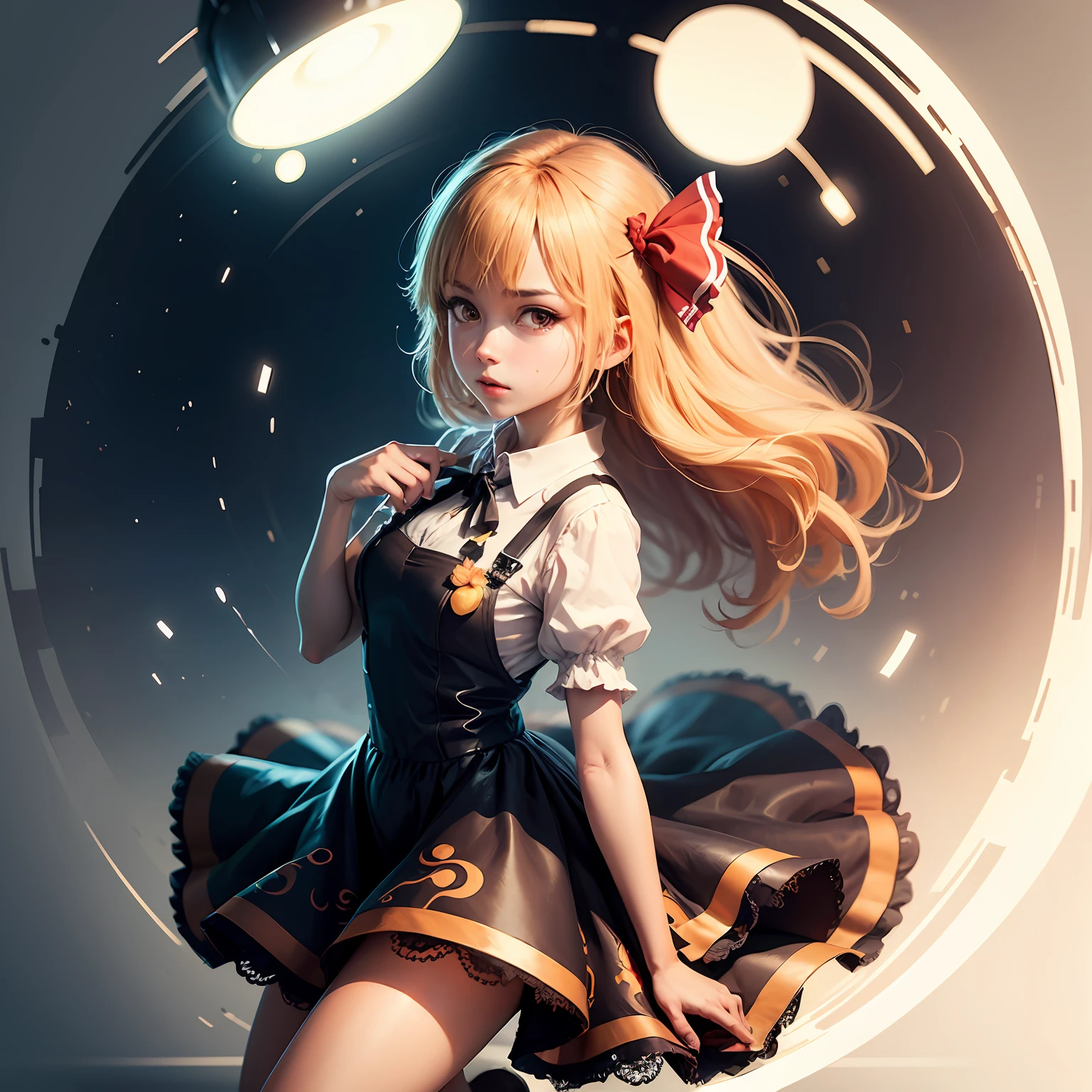 Rumia anime character in Touhou Project, ultra realistic anime design in pose for network profile picture minimalist social background --auto