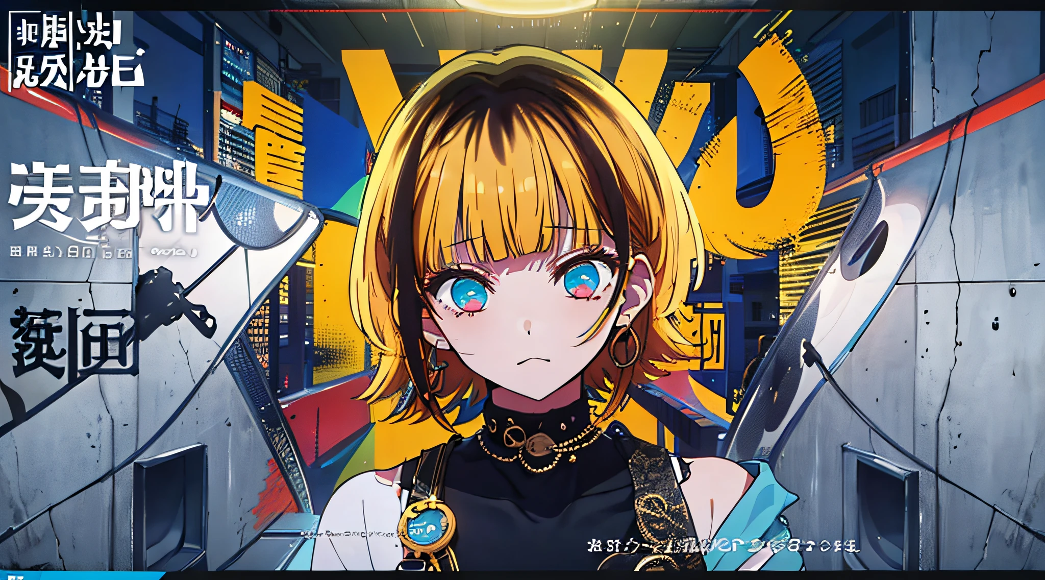 (((dramatic))), (((gritty))), (((intense)))) The movie poster features as the central character. She is shy in the center of the poster, wearing idol outfit, and a determined expression on her face. The background is dark and gritty, with a feeling of drunkenness. The text is bold and eye-catching, with catchy slogans that add to the overall drama and excitement. The color palette is dominated by dark colors, dotted with bright colors, giving the poster a dynamic and visual impact, tachi-e (magazine:1.3), (cover-style:1.3), fashionable, vibrant, outfit, posing, front, colorful, dynamic, background, element, confident, expressive, holding, statement, attachment, majestic, coiled, around, touch, scene, text, cover, bold, eye-catching, title, fashion, font, catchy, title, bigger, eye-catching, modern, trendy, focused, stylish, 1 girl