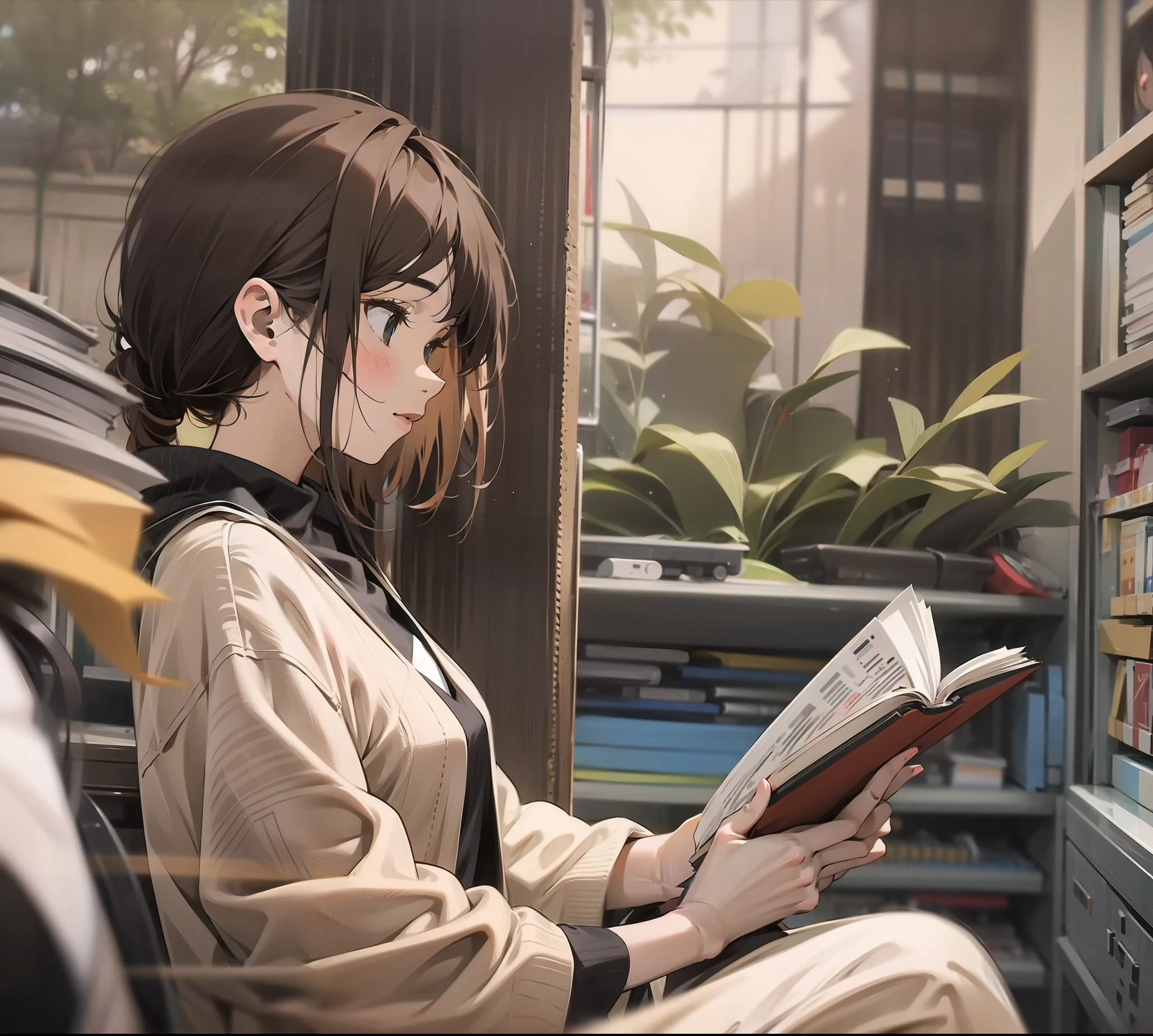 ((profile)), lovely girl reading a book, mix4