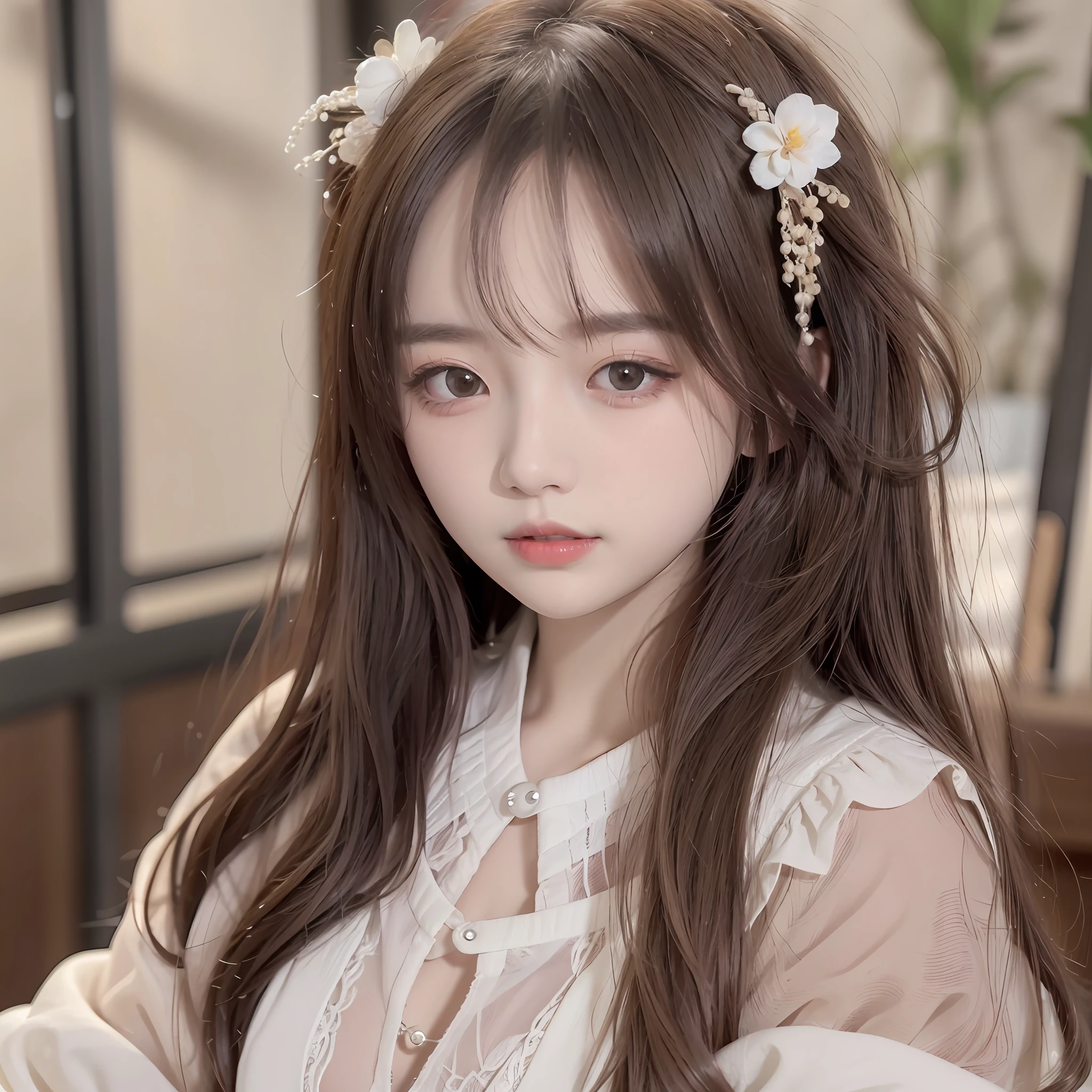 8k, RAW photo, best quality, masterpiece:1.2), yjnn, a girl, 3d, ultra-detailed,asian, bangs, bow, chest, brown_eyes, brown_hair, lips, long_hair, long_sleeves, looking_at_viewer,master masterpiece, The Highest Quality, 1女の子, solo, Voxel art,
nuclear power plant、Caucasian girl、
Ivory hair、Mauve eyes、disturbance、Precise iris depiction,looking at the viewer with a calm and goddess-like happiness, ,Super beautiful background drawn by WLOP,
,Super beautiful background drawn by WLOP,


ridiculously long hair、low twin tails、
Cake Dress、Trim Dresses、
ribbons、Plant Hair Ornament、pearls、Arm cuffs、
classical, middle ages, noble