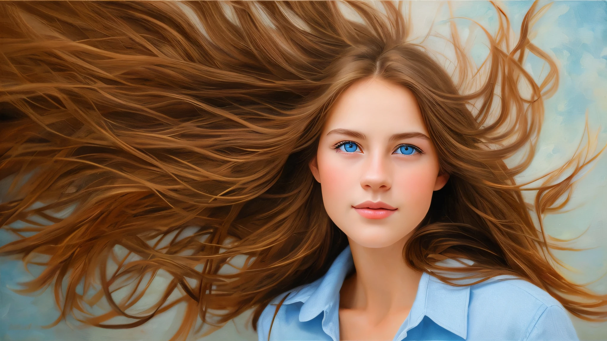best quality, masterpiece, (realistic:1.4), 1 girl, brown hair, blue eyes, Front, detailed face, beautiful eyes