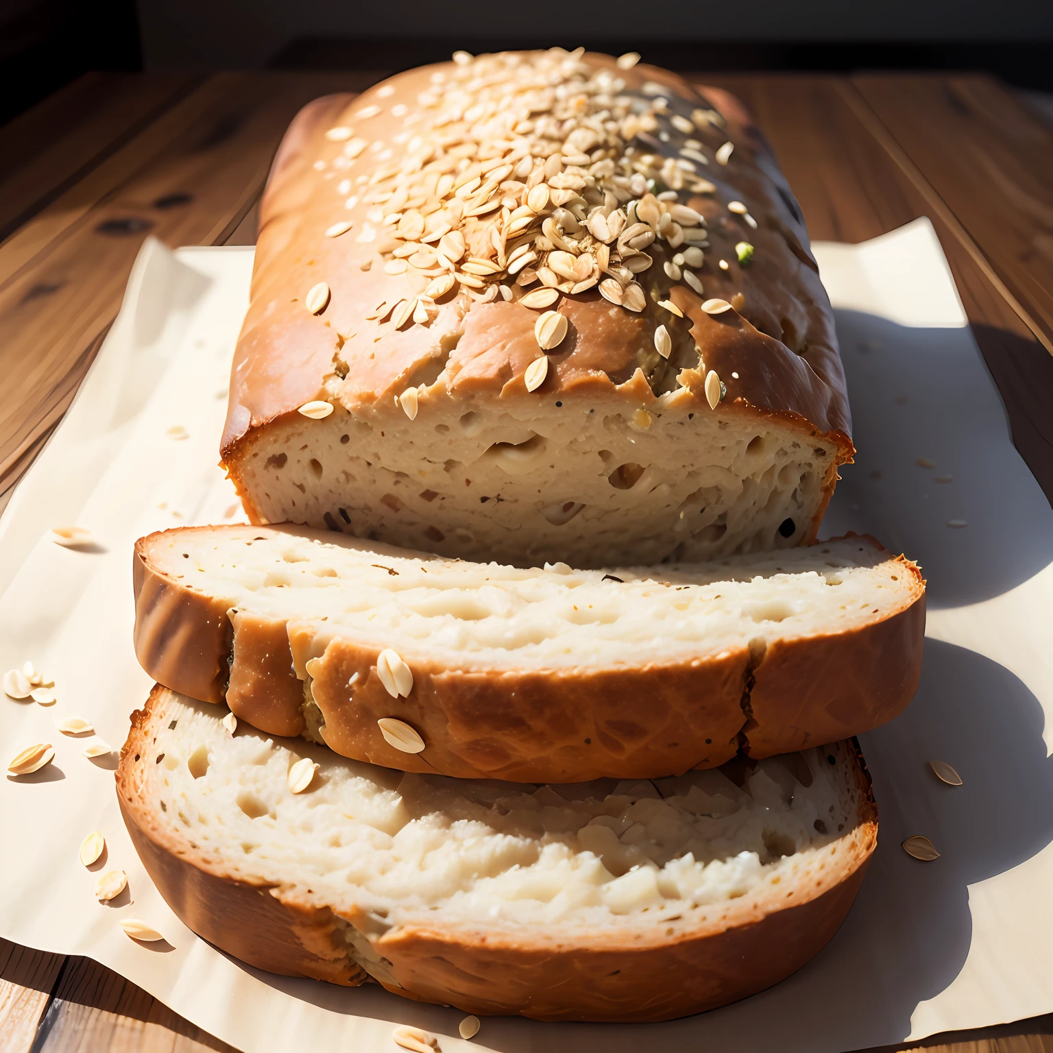 Sliced Realistic Oatmeal and Flaxseed Bread --auto