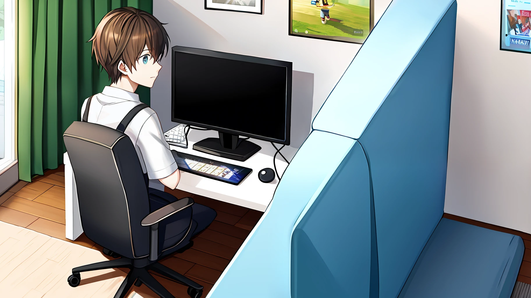 Smartv gamer on the wall playing some video game