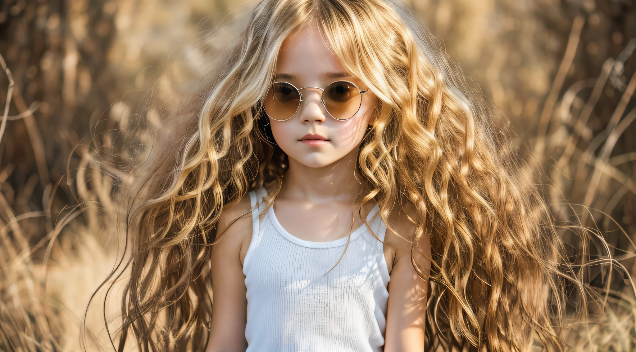 There is a young CHILD with a curly hair FASHION SUNGLASSES and a white tank top, curly hair, long curly fluffy blonde hair, long curly fluffy blonde hair, very curly blonde hair, very curly blonde hair, messy blonde hair, curly blonde hair, curly blonde hair, curly blonde hair | d & d, hair turned, curly hair messy, girl with short curly blonde hair, curly blonde hair, curly blonde hair