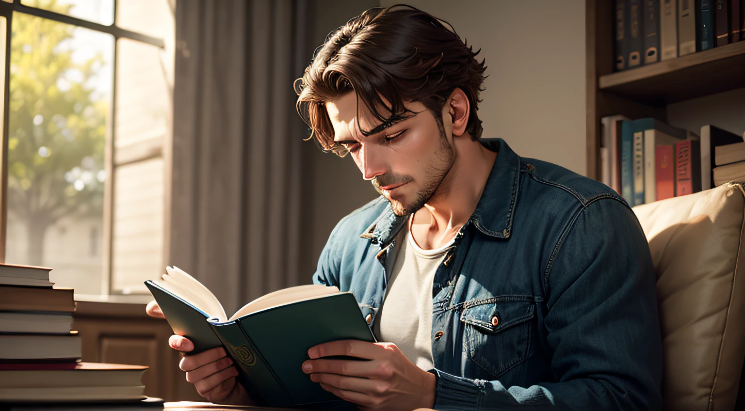 man reading book --auto