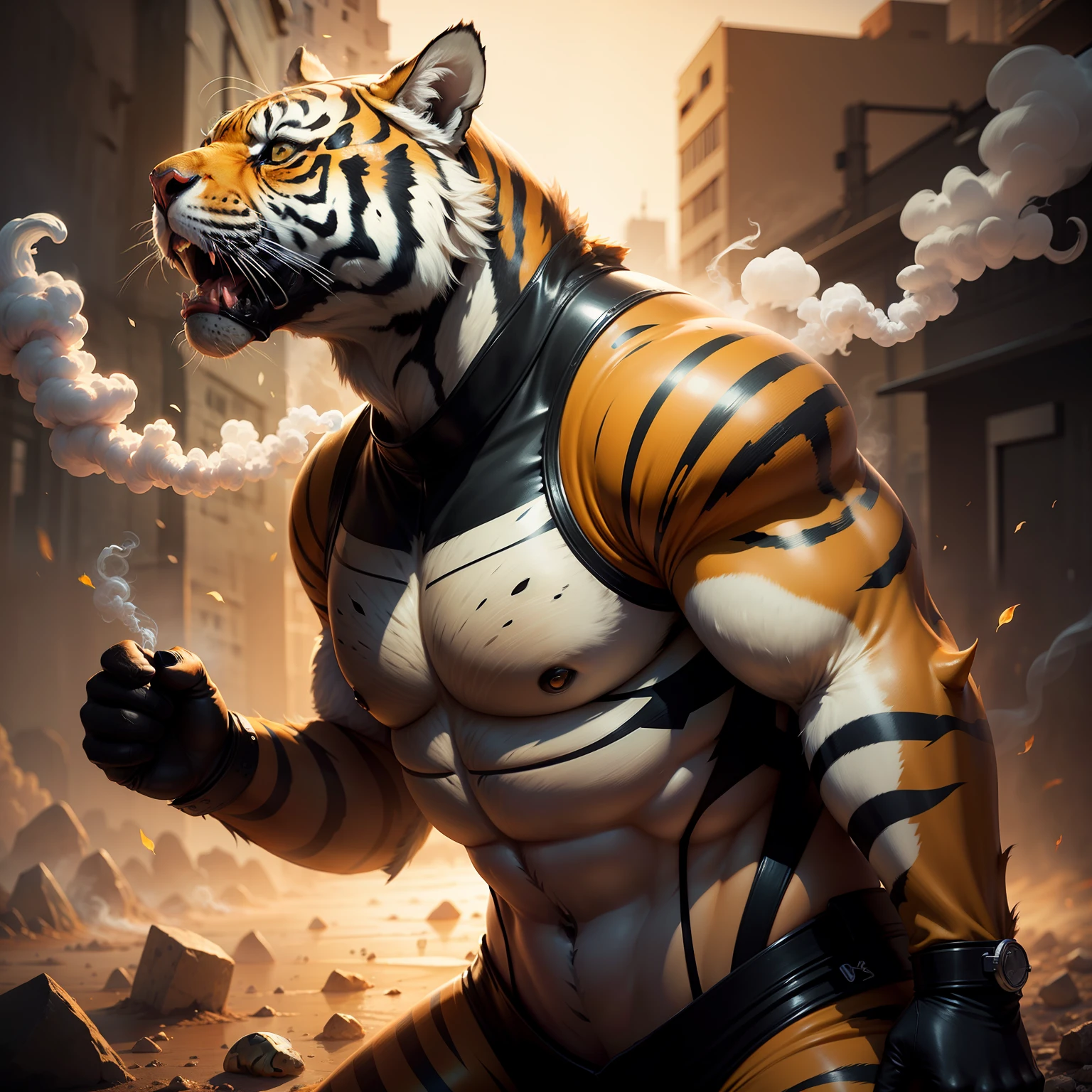 tiger turtle,super realistic, smoke effect, great lighting, 8k --auto