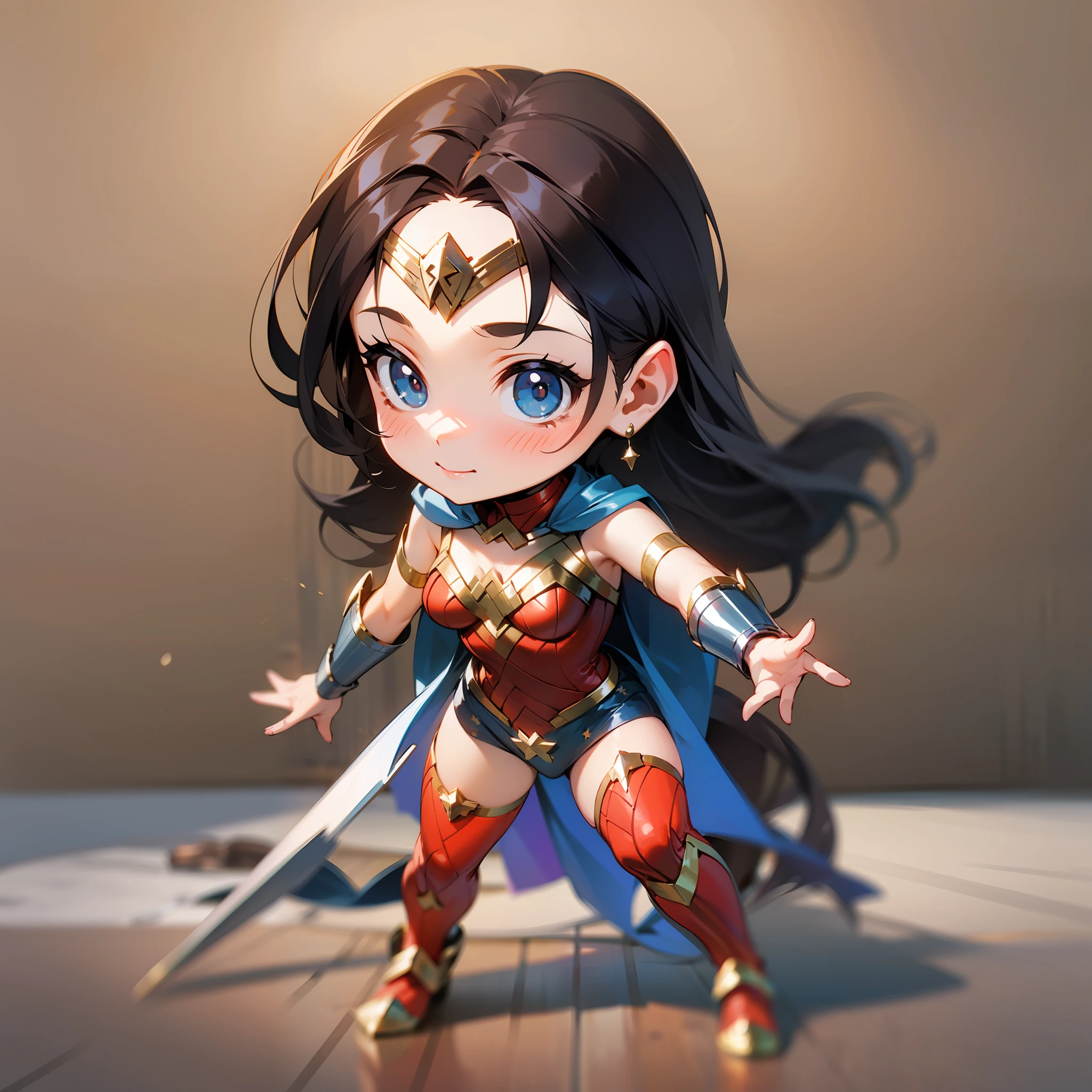 A cute chibi character from Wonder Woman outfit