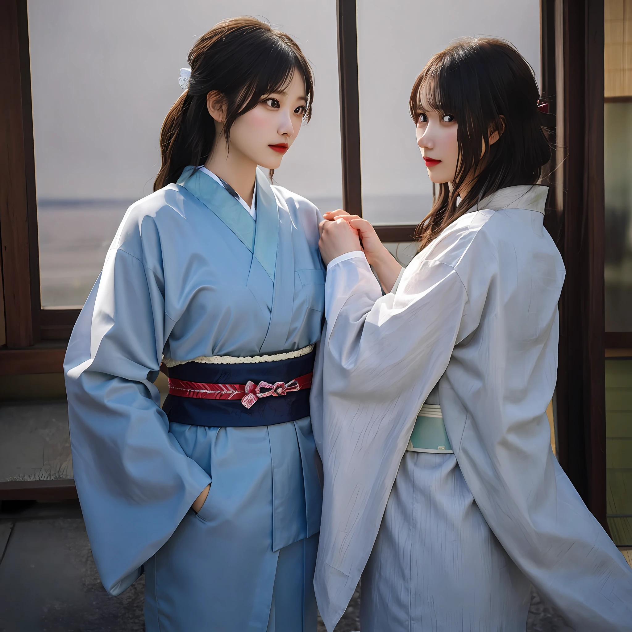 Two people are staring at each other, passionate gaze, erotic expression, lustful gaze, seductive gaze