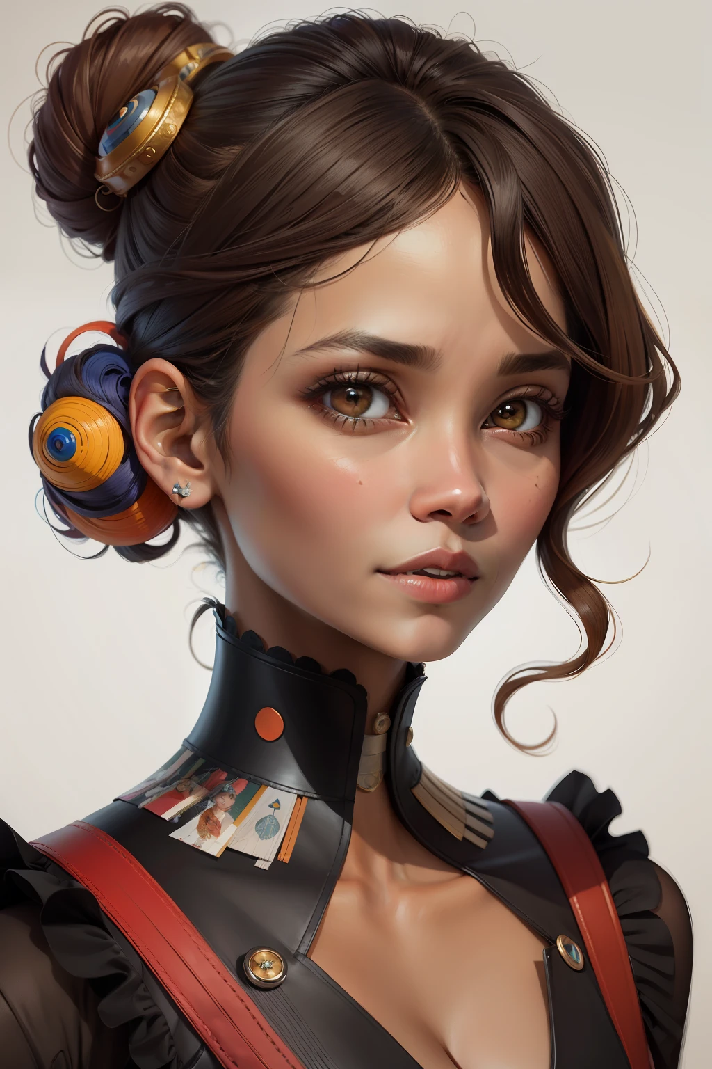 halle Berry, Naruto Jenna Ortega, fairy tale, cubism, geometric, Wassily Kandinsky, head and shoulders portrait, paper quilling, Ray Caesar, Nicoletta Ceccoli, Fragonard, Conrad Roset. Vibrant pastel colors. Incredibly detailed head and shoulders adorable rococopunk portrait Jenna Ortega. Masterpiece of the 18th century. Perfect face.