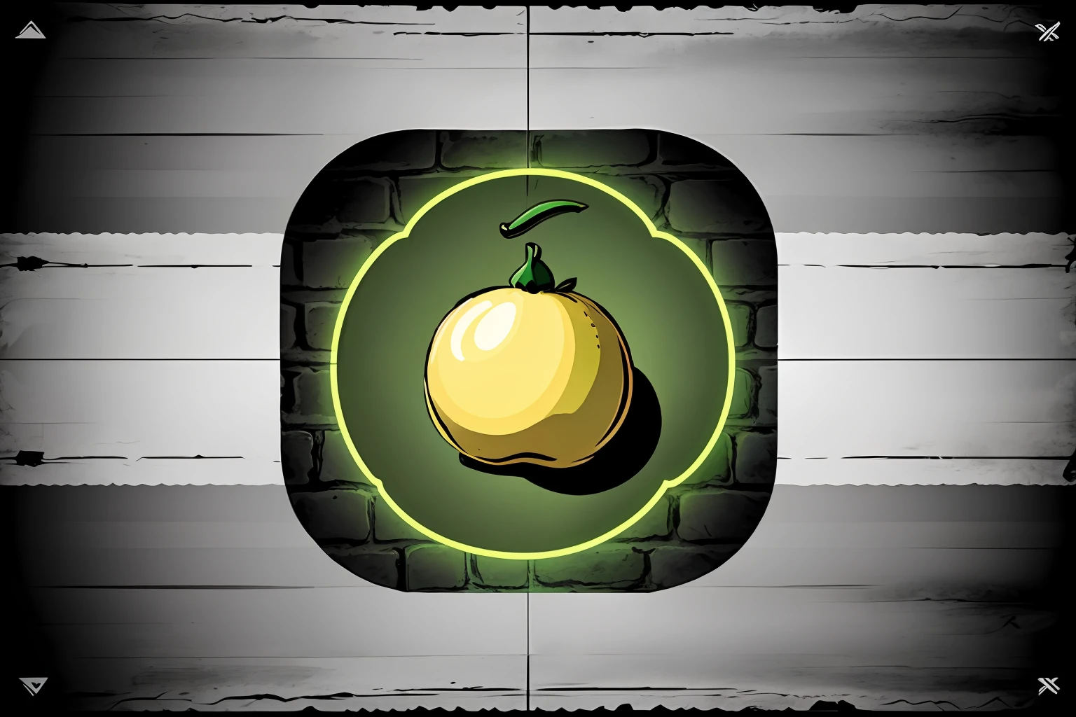 design a logo for a lemon-themed store, store name LEMONNLED, USE THE STORE NAME IN IMAGEN, futuristic, green neon lamp type, on a realistic dark brick wall