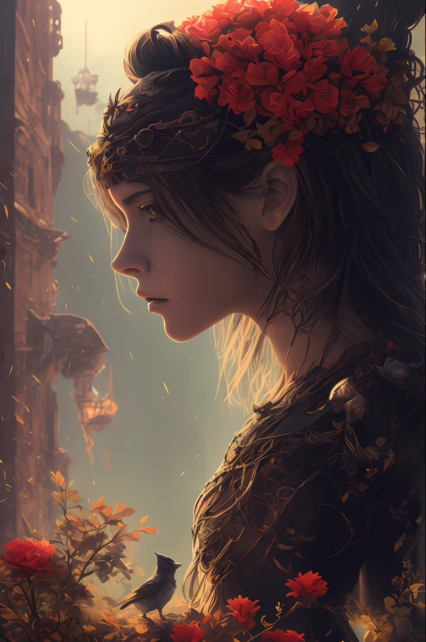 Imagine that the skin of this girl creature looks like it was made of a fishing net, with leaves and flowers on its body. Digital Epic Fantasy, Symmetrical Concept Art, Sinister Fantasy Illustration, Symmetrical Epic Fantasy Art, Epic Fantasy Science Fiction Illustration, Epic Fantasy Art Style, Epic Anime Art, Symmetrical Fantasy RPG Portrait, Anton Fadeev and Dan Mumford, (Masterpiece, Top Quality, Best Quality, Official Art, Beauty and Aesthetics: 1.2), Extreme Detail, (Fractal Art: 1.3), Colorful, Most Detailed, Full Body Pose, Cute Surrealist Photo, 8 K, Octane Beautifully Rendered, Very detailed, intricate, epic composition, cinematic lighting, masterpiece, art station trend, very, very detailed, stunning, HDR, smooth, sharp focus, high resolution, award-winning, award-winning photo, DSLR, 5 0 mm