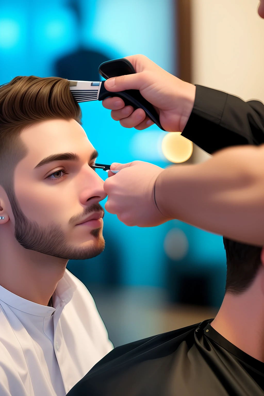 Man shaving in a barbershop bar