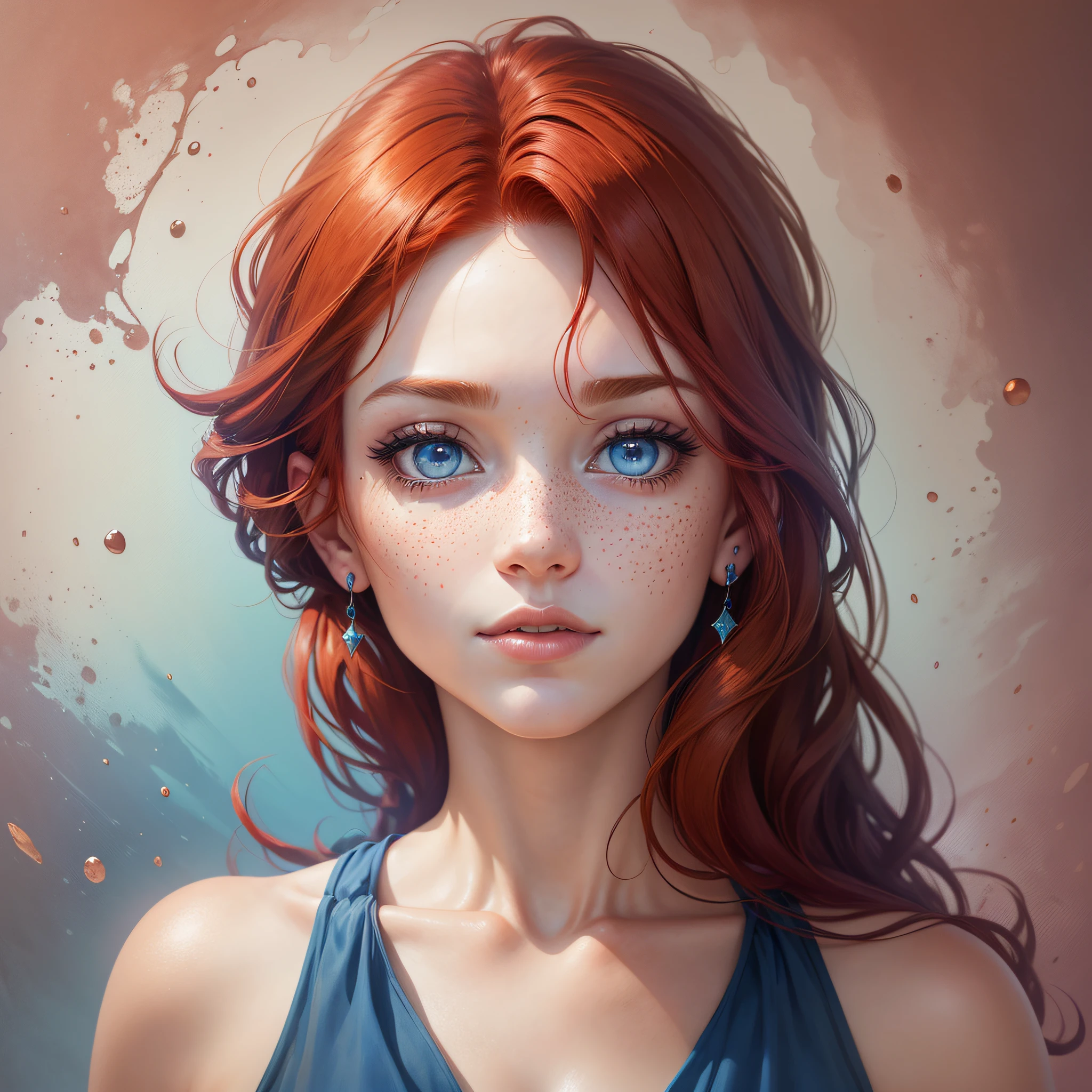 portrait,beautiful face,masterpiece,redhead,cute freckles,fantasia,aquarela,looking at the viewer,minimalista,lábios suaves,busto,altamente detalhado,beautiful blue eyes,long hair,head jewel, --auto --s2
