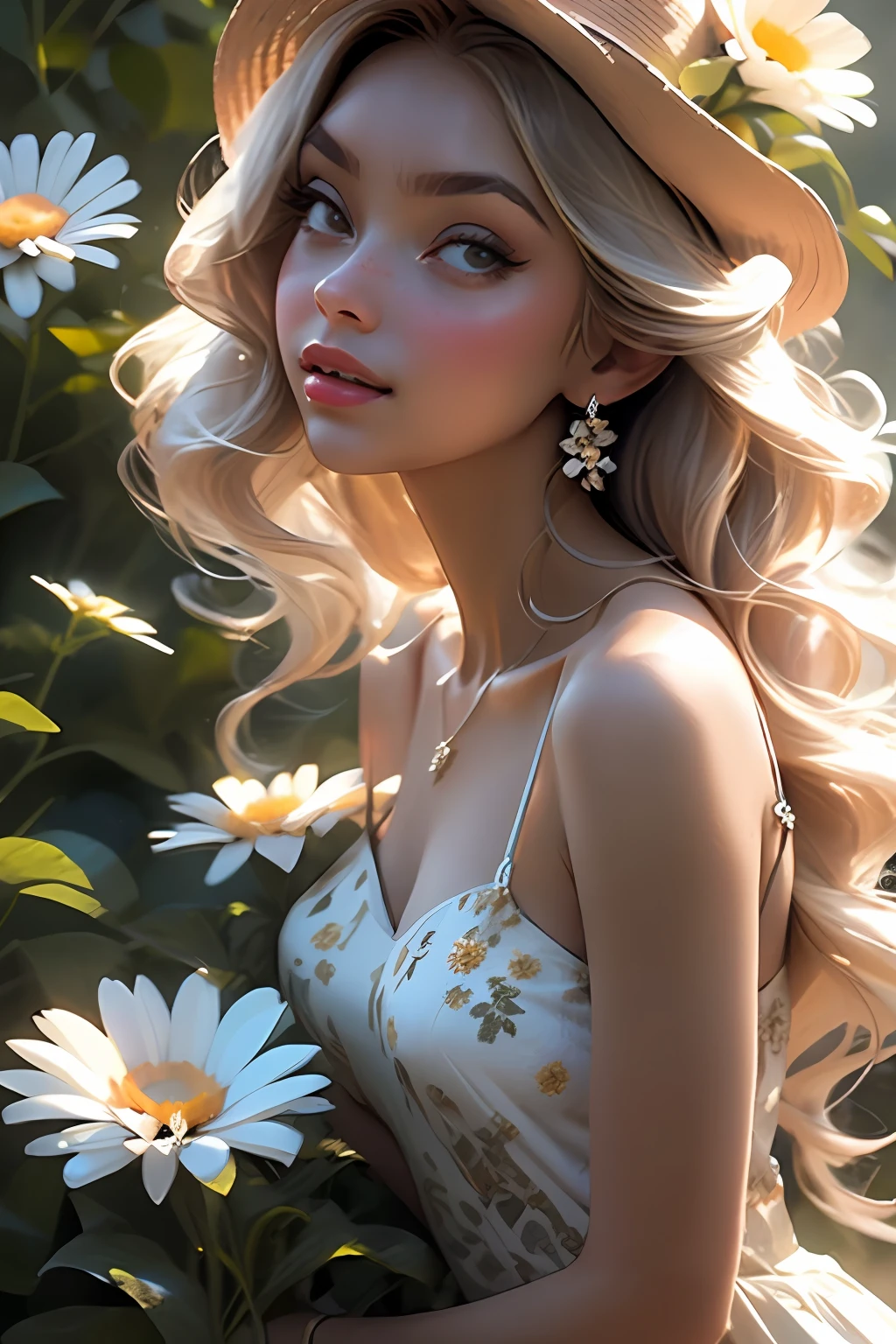 nsfw,(collarbone:1.331), (camisole:1.21),2 girls,yuri,lesbian,kiss,lesbian,,a woman in a floral dress and straw hat standing on a tree brancha ,wet see-through dress,woman in a gray dress holding a bouquet of daisies, a stock photo by Oleg Oprisco, pinterest, art photography, made of flowers, soft light, enchanting, intimate but not tight, cuffs decorated with light gold lines, People can't help but think of the stars twinkling in the starry sky, wearing a necklace made of sapphire and gold,calling lightning, fireball,skirtlift,