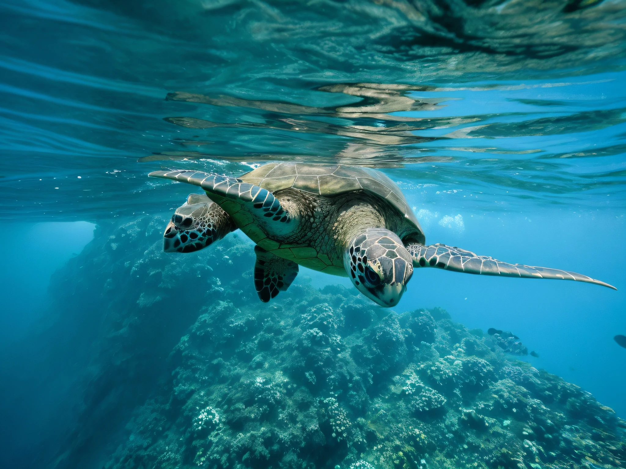 there is a turtle swimming in the water with a scuba diver, sea turtles, turtle, maui, shutterstock, world-bearing turtle, by Matt Stewart, istock, turtles, by Robert Jacobsen, great leviathan turtle, turtle. pacific northwest coast, under water swimming, bottom angle, 🦩🪐🐞👩🏻🦳, beautiful photo