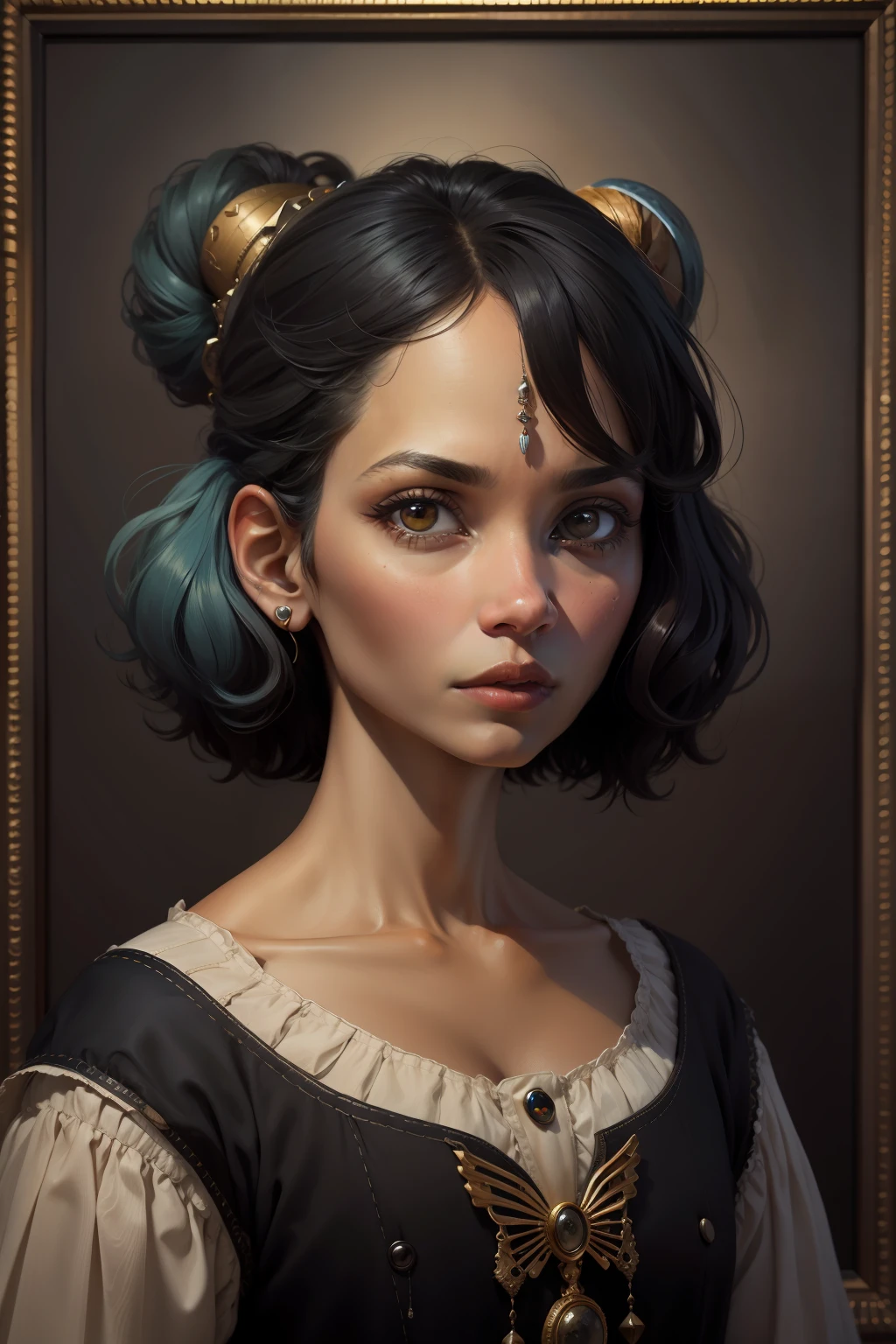 halle berry, strange creatures, oil painting, painter, paintings by masters, museum, paintings and sculptures, visual delirium, dreamlike, style pop surrealism, modern art, vibrant colors, detailed, style Nicoletta Ceccoli, style Van gogh, style Alexander Jansson, style Picasso, Amazing and beautiful creation, detailed realization, definition high quality, expressive faces, sharp eyes, style trompe d'oeil, surrealism, ambitious aestheticism, varied elements, iconoclast and numerous