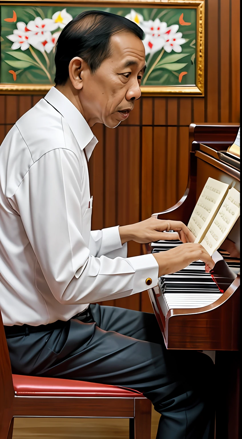 president jokowi dodo playing piano