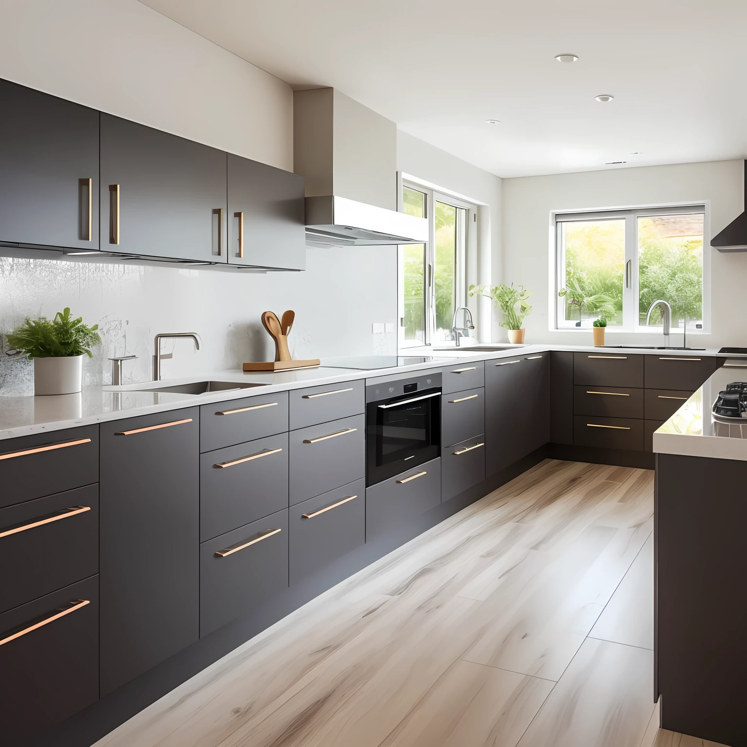 (detailed description) Create a minimalist kitchen
