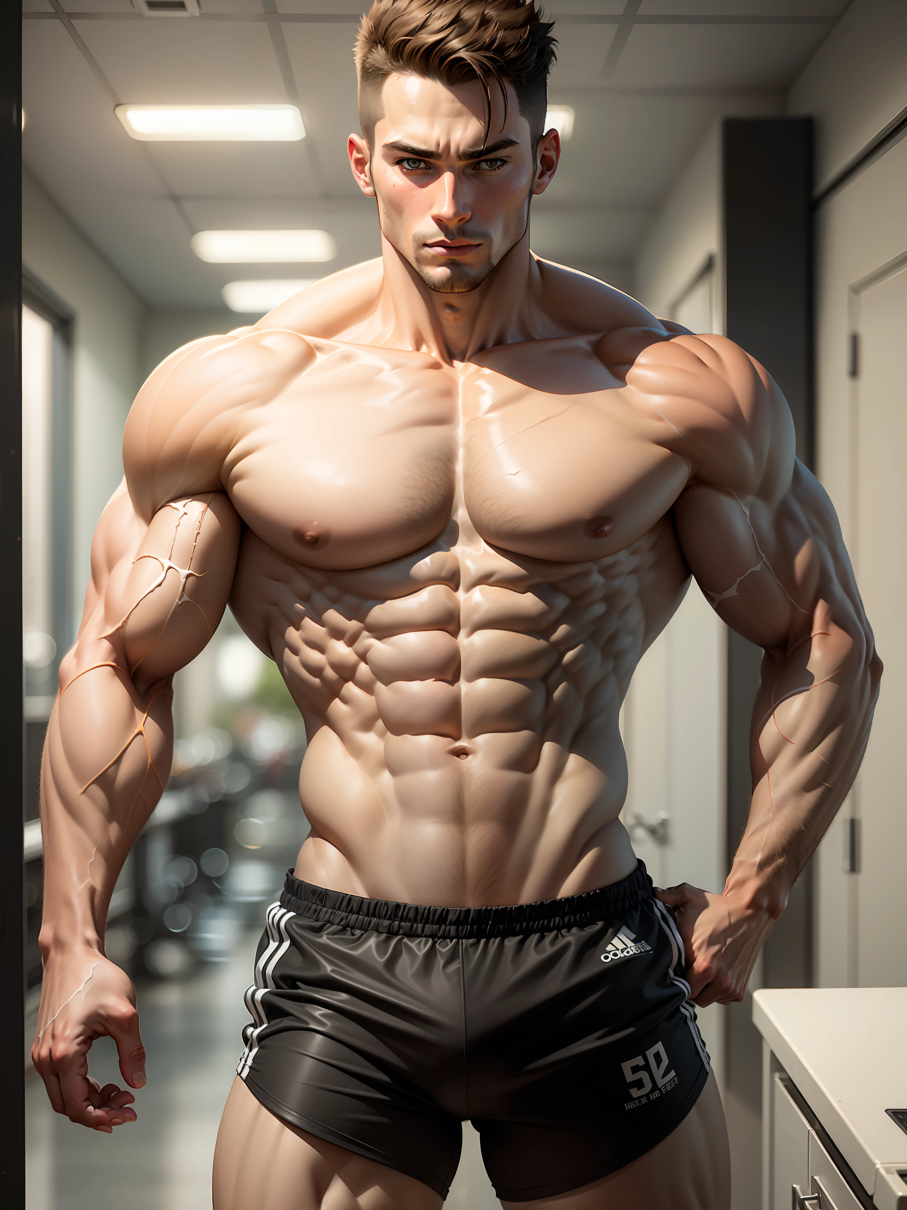 Athlete mens physique very cracked full of veins