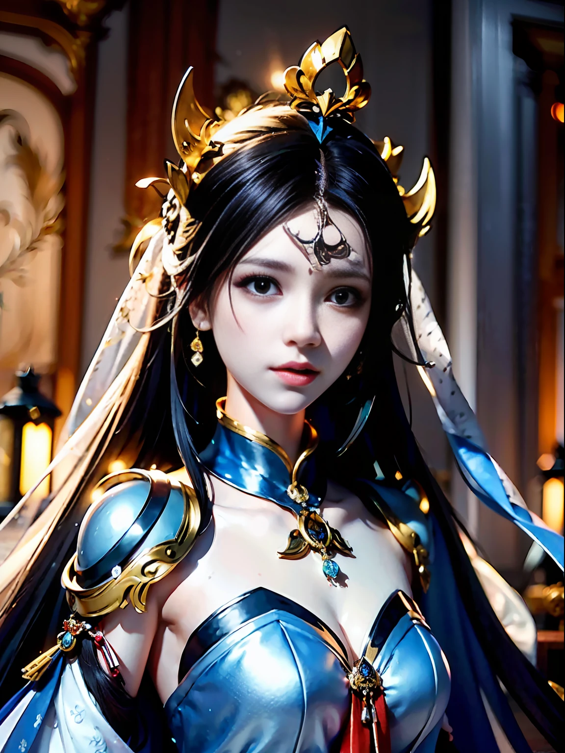 Arafard image of a woman wearing a veil and skull, deep sadness, lonely expression, beautiful fantasy queen, Gubeth style artwork, CGstation, Gwitz, WLOP art, 8K high quality detail art, WLOP |, WLOP. 4 K, WLOP style, ((Beautiful Fantasy Queen)) - V6