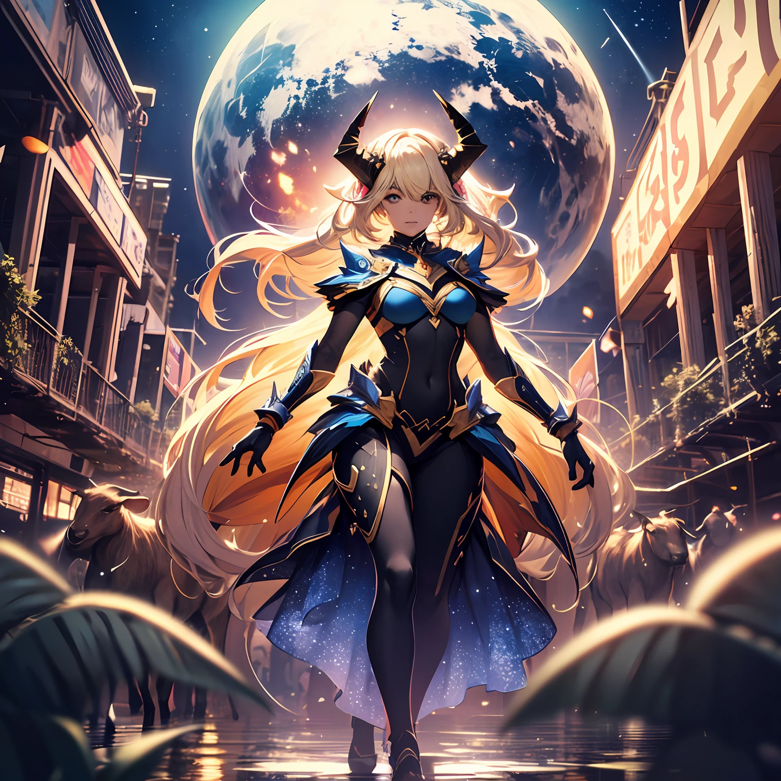 beautiful blonde woman, along with (Ram, Taurus, Gemini, Crab, Leo, Virgo, Scale, Scorpio, Sagittarius, Capricorn, Aquarius and Pisces) color photo RAW highly detailed full body, outdoors, (looking at the signs) (highly detailed, hyperdetailed, intricate), ((DAY TIME)), (lens flare:0.7), (bloom:0.7), particle effects, raytracing, cinematic lighting, shallow depth of field, photographed on a Sony a9 II,  50mm wide-angle lens, sharp focus, cinematic film from Gravity 2013, behind