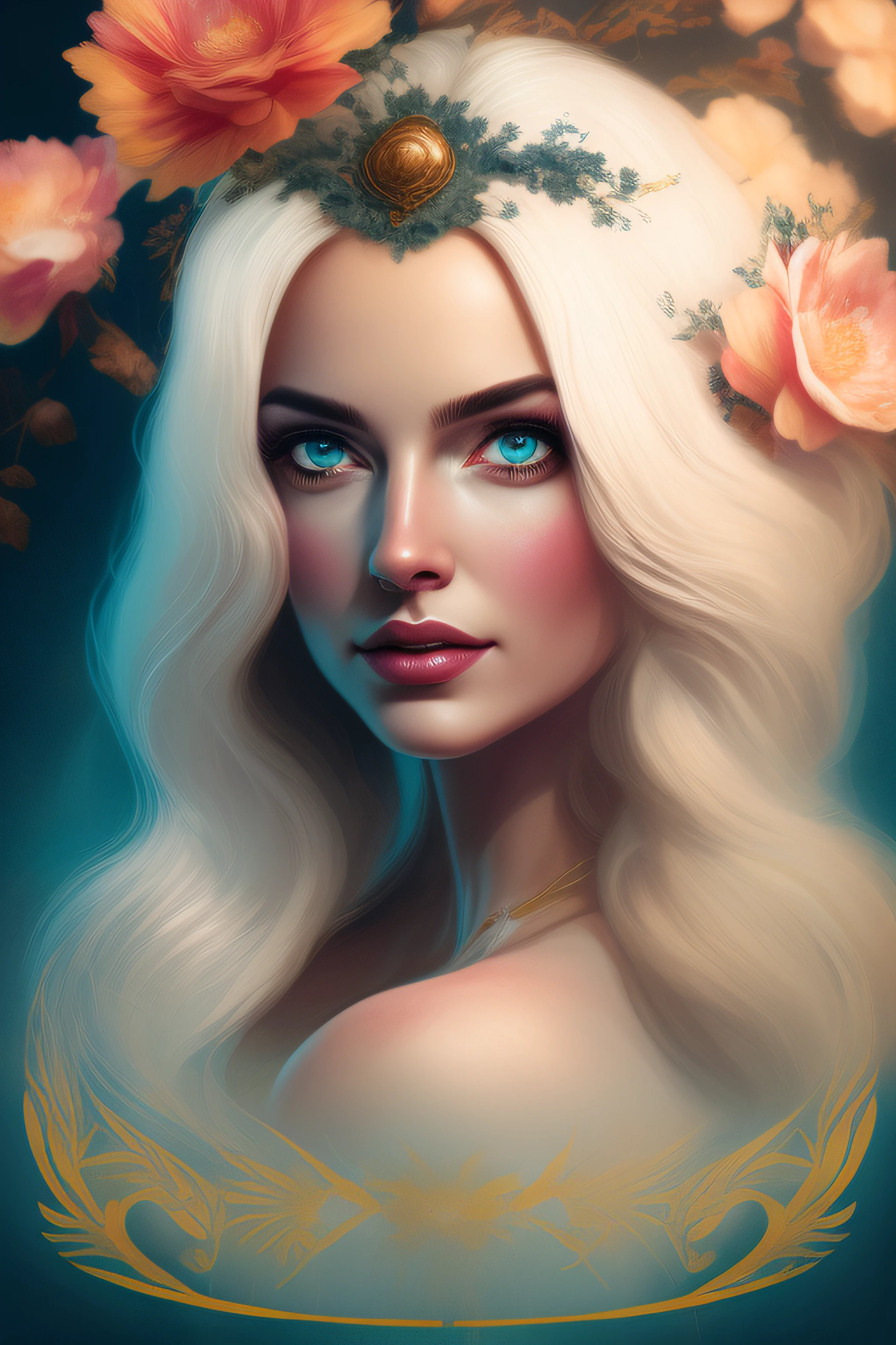 ((gorgeous princess)), (with long flowing white hair), (bright and beautiful eyes), trending on Art Station, flower of hope by Jean-Honor Fragonard, Peter mohrbacher, super detailed, crazy details , stunning sophisticated elite art nouveau ornate liquid wax elegant luxurious greg rutkowski ink style sticker vector art beautiful character design double exposure shot luminous design, winning entry, masterpiece, amoled black background,