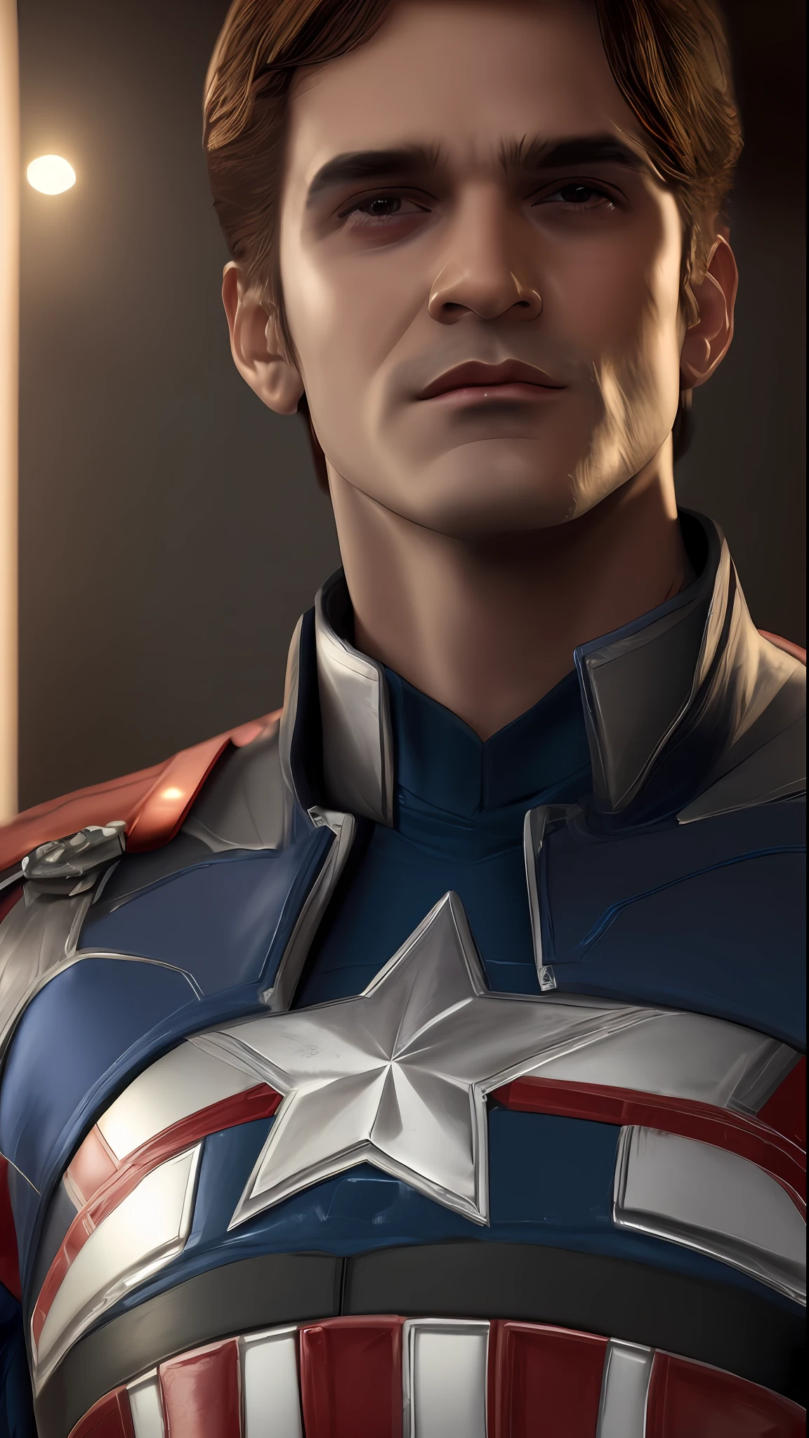 . .tarantino style alexandre pires as Captain America 8k, high definition, detailed face, detailed face, detailed eyes, detailed suit, Marvel and DC style, hyper-realistic, + cinematic plan + dynamic composition, incredibly detailed, sharpness, details + superb details + night with light + perfectionism + award-winning realism ((soft lighting))
