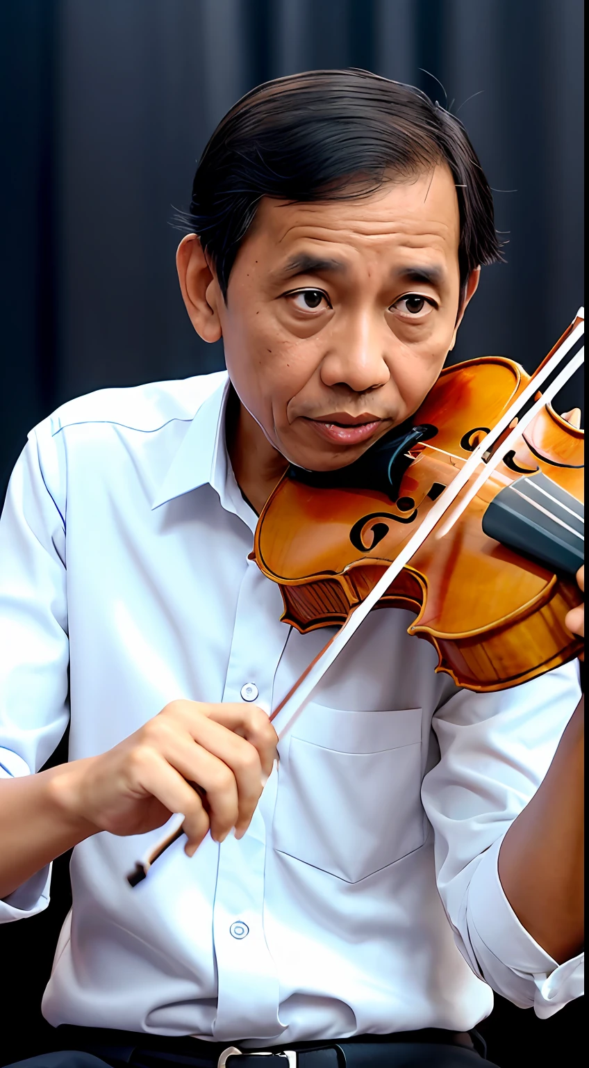 jokowi dodo president playing violin with enormous hands
