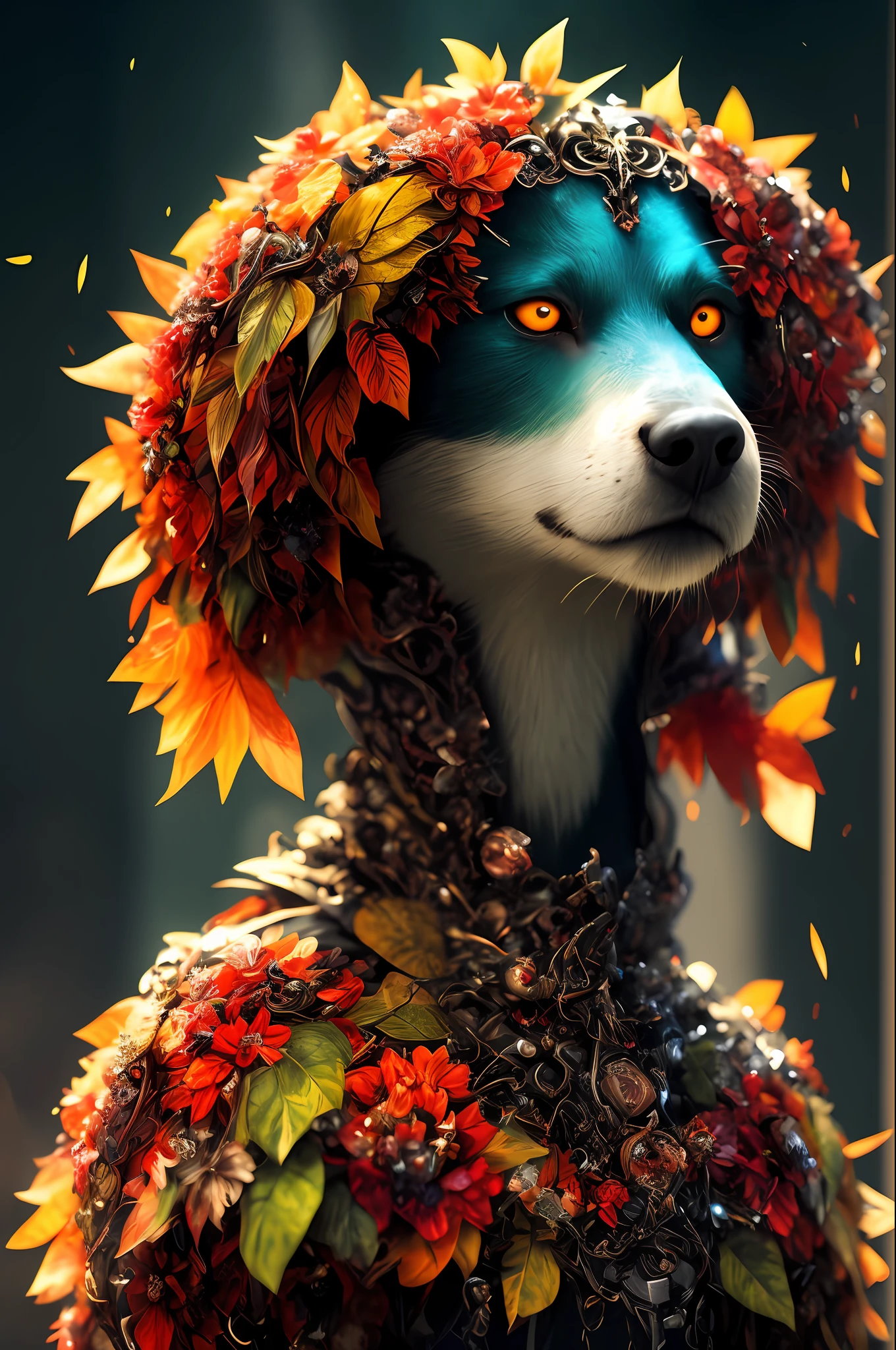 Imagine that the skin of this creature looks like it is made of a fishing net, with leaves and flowers growing on its body. Digital Epic Fantasy, Symmetrical Concept Art, Sinister Fantasy Illustration, Symmetrical Epic Fantasy Art, Epic Fantasy Science Fiction Illustration, Epic Fantasy Art Style, Epic Anime Art, Symmetrical Fantasy RPG Portrait, Anton Fadeev and Dan Mumford, (Masterpiece, Top Quality, Best Quality, Official Art, Beauty and Aesthetics: 1.2), Extreme Detail, (Fractal Art: 1.3), Colorful, Most Detailed, Full Body Pose, Cute Surrealist Photo, 8 K, Octane Beautifully Rendered, Very detailed, intricate, epic composition, cinematic lighting, masterpiece, art station trend, very, very detailed, stunning, HDR, smooth, sharp focus, high resolution, award-winning, award-winning photo, DSLR, 5 0 mm