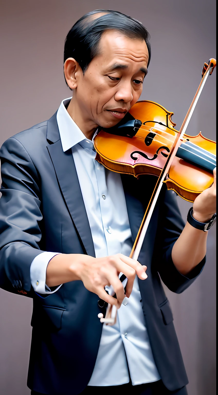 jokowi dodo president playing violin with enormous hands