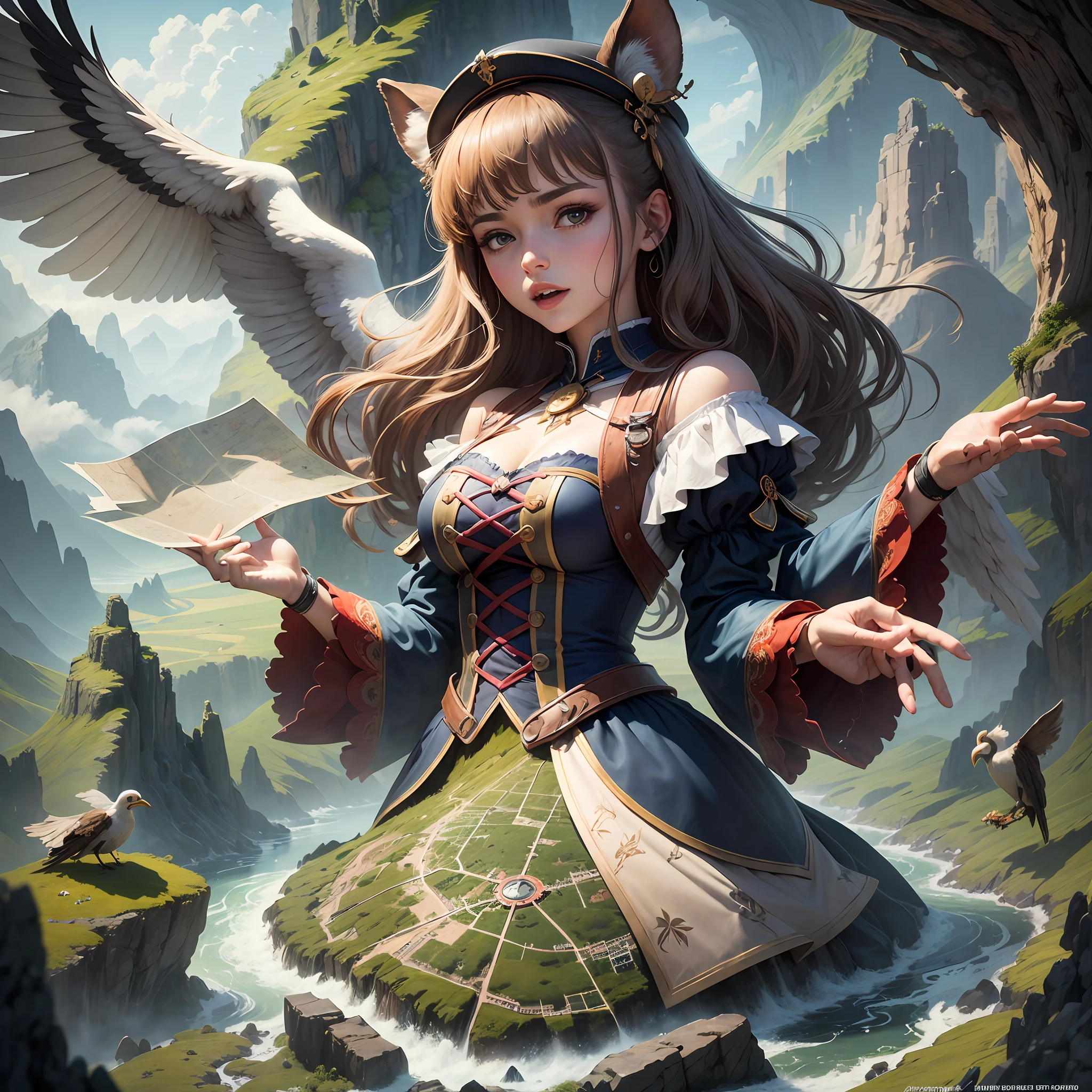 When opening the chest, Clara was amazed to find an enchanted map that showed the location of a hidden magical land. Determined to unravel this mystery, Clara embarcou em uma jornada cheia de aventuras. Acompanhados por seu fiel companheiro, um coelhinho chamado Saltitante, eles navegaram por rios encantados, they climbed high mountains and flew on the wings of a magical bird. --auto