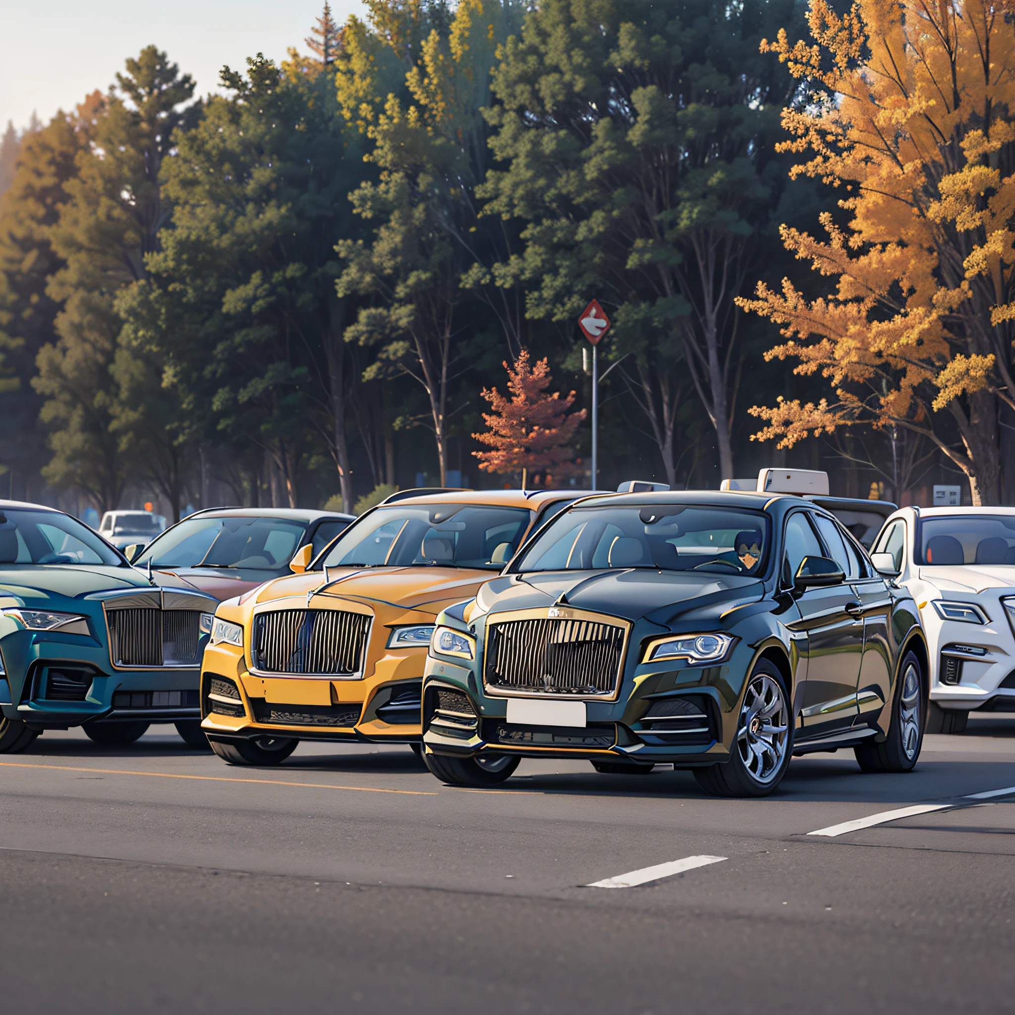 At the entrance of the community, many Rolls-Royces lined up in a line