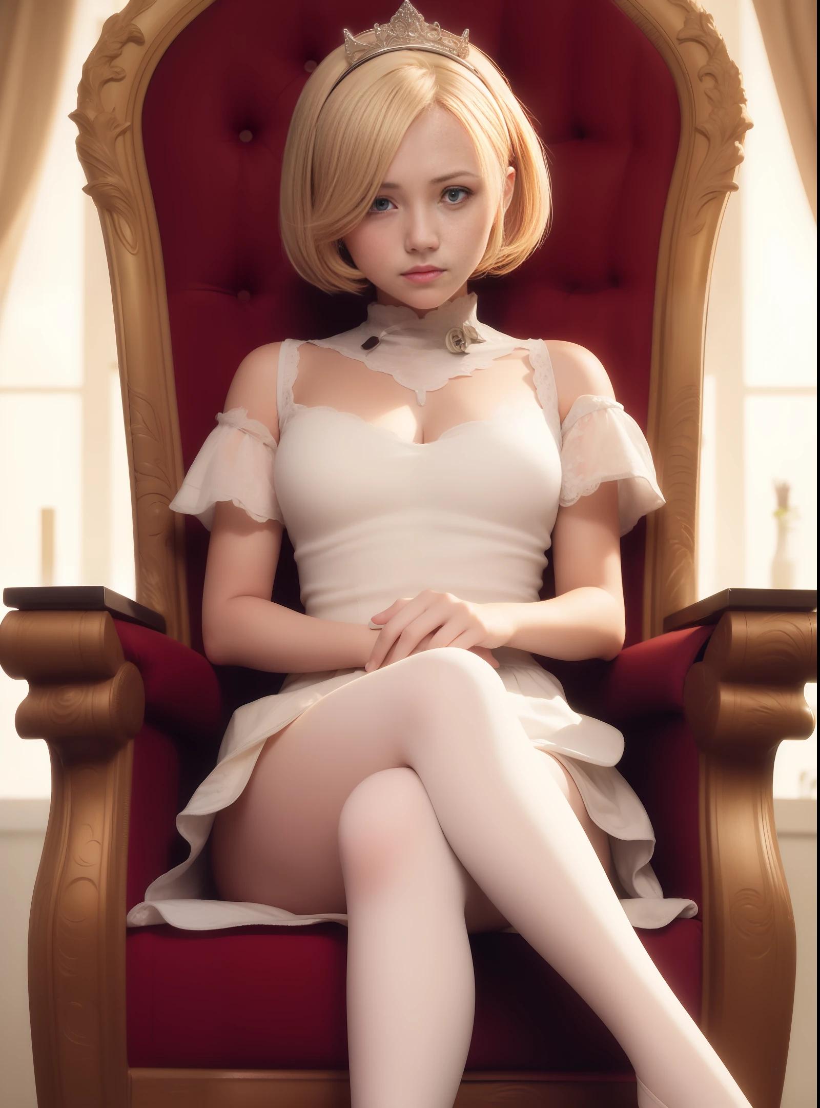 a couple of beautiful woman, blonde and brunette, school uniform, open shirts, oppai proportions,,short skirts, with no underwear, sitting on luxurious chair, lascivious poses, kissing each other,smooth skin, sweet , hentai ,beautiful, anime, intricate detail, sharp focus, photorealistic painting, Studio Ghibli