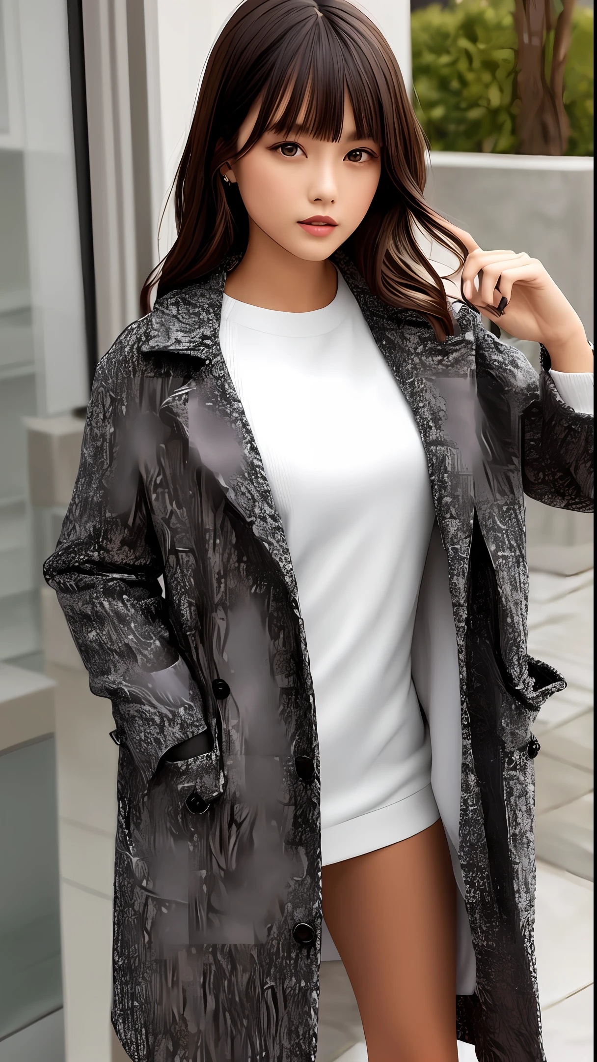 Woman body dressed, walnut coat