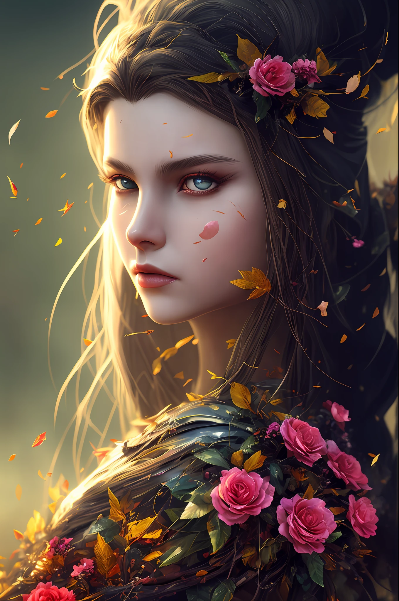 Imagine that the skin of this creature girl looks like it was made of a fishing net, with leaves and flowers growing on her body. Digital Epic Fantasy, Symmetrical Concept Art, Sinister Fantasy Illustration, Symmetrical Epic Fantasy Art, Epic Fantasy Science Fiction Illustration, Epic Fantasy Art Style, Epic Anime Art, Symmetrical Fantasy RPG Portrait, Anton Fadeev and Dan Mumford, (Masterpiece, Top Quality, Best Quality, Official Art, Beauty and Aesthetics: 1.2), Extreme Detail, (Fractal Art: 1.3), Colorful, Most Detailed, Full Body Pose, Cute Surrealist Photo, 8 K, Octane Beautifully Rendered, Very detailed, intricate, epic composition, cinematic lighting, masterpiece, art station trend, very, very detailed, stunning, HDR, smooth, sharp focus, high resolution, award-winning, award-winning photo, DSLR, 5 0 mm