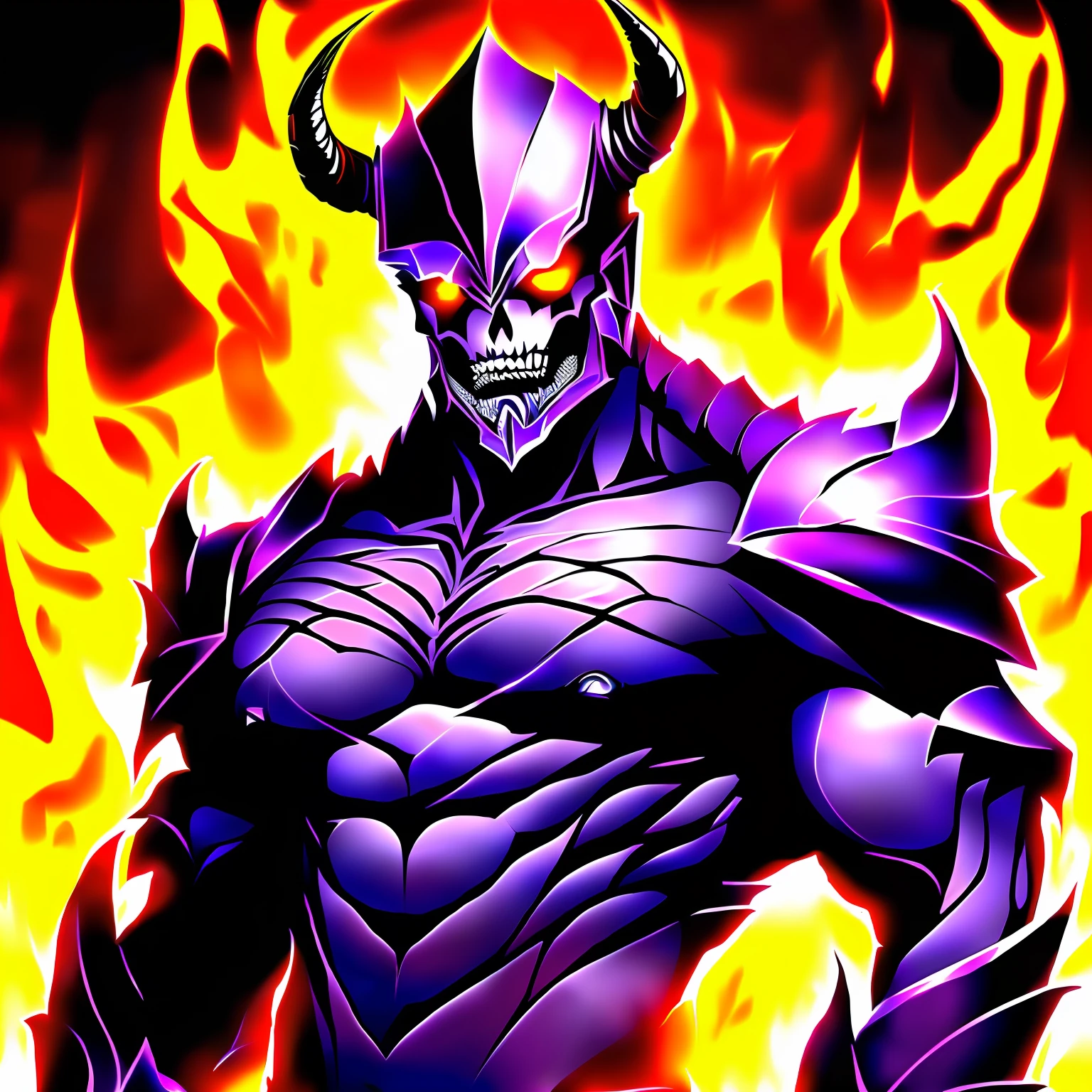 a closeup of a man with a red demon costume in, muscular humanoid balrog demon, male demon djinn man, male demon man, symmetrical epic fantasy art, male vampire of banu haqim clan, demon lord, epic menace portrait, dark purple demon armor, demon male, demonic armor, male djinn man hybrid demon with exo skeleton covering the whole body,  detailed, better quality --auto
