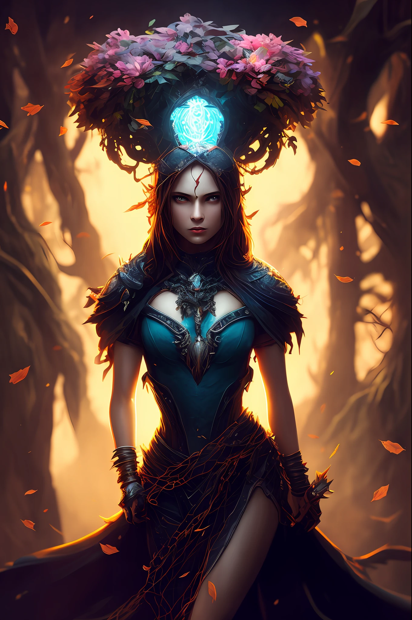 Imagine that the skin of this creature girl looks like it was made of a fishing net, with leaves and flowers growing on her body. Digital Epic Fantasy, Symmetrical Concept Art, Sinister Fantasy Illustration, Symmetrical Epic Fantasy Art, Epic Fantasy Science Fiction Illustration, Epic Fantasy Art Style, Epic Anime Art, Symmetrical Fantasy RPG Portrait, Anton Fadeev and Dan Mumford, (Masterpiece, Top Quality, Best Quality, Official Art, Beauty and Aesthetics: 1.2), Extreme Detail, (Fractal Art: 1.3), Colorful, Most Detailed, Full Body Pose, Cute Surrealist Photo, 8 K, Octane Beautifully Rendered, Very detailed, intricate, epic composition, cinematic lighting, masterpiece, art station trend, very, very detailed, stunning, HDR, smooth, sharp focus, high resolution, award-winning, award-winning photo, DSLR, 5 0 mm