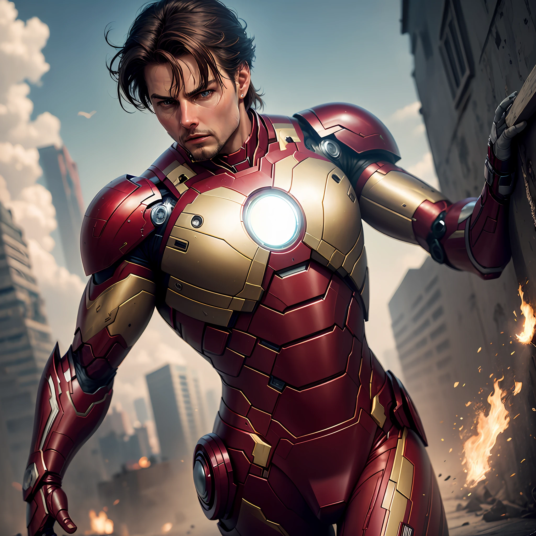 Tom Cruise as Iron Man Detailed Ultra Realistic Wallpaper, 4K --auto