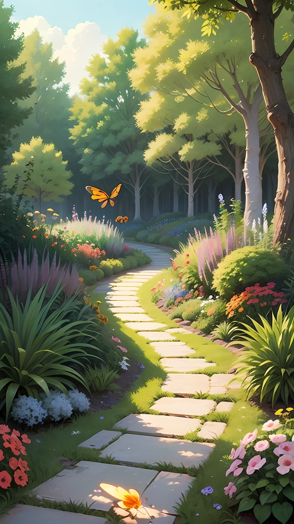 Create a magical garden with flowers, insects and fantastic animals for the s to color. --auto