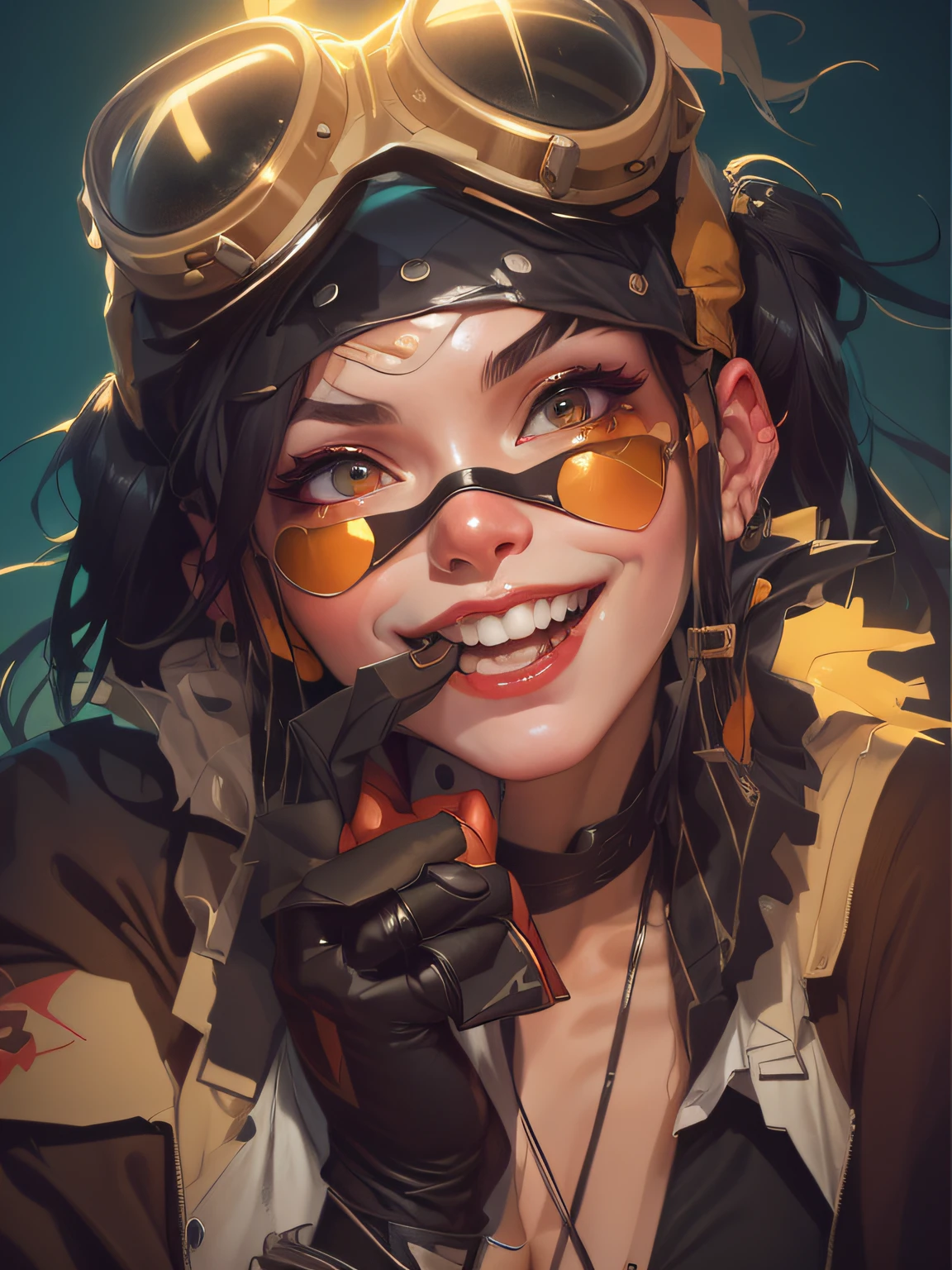 a close up of a woman with a clown face and goggles, artwork in the style of guweiz, guweiz, tank girl, artgerm craig mullins, greg tocchini, inspired by Jules Chéret, lois van baarle and rossdraws, lois van rossdraws, ross tran!!!, wojtek fus