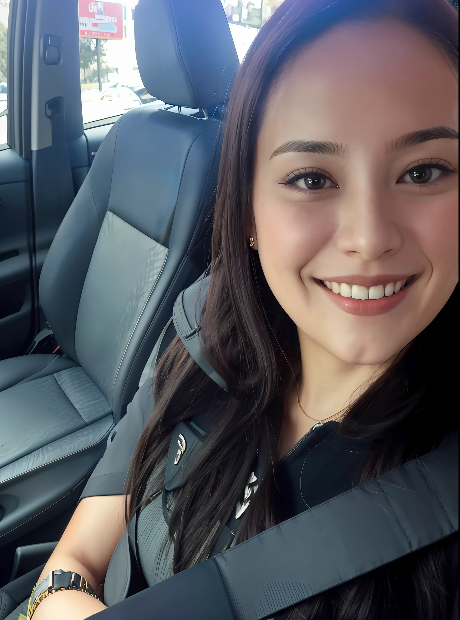 smiling woman in a car with a seat belt on, alanis guillen, 3 0 years old woman, 30 years old woman, lorena avarez, 38 years old, 2 , profile image, 2 7 years old old, 2 9 yearsears old, karlayears old women