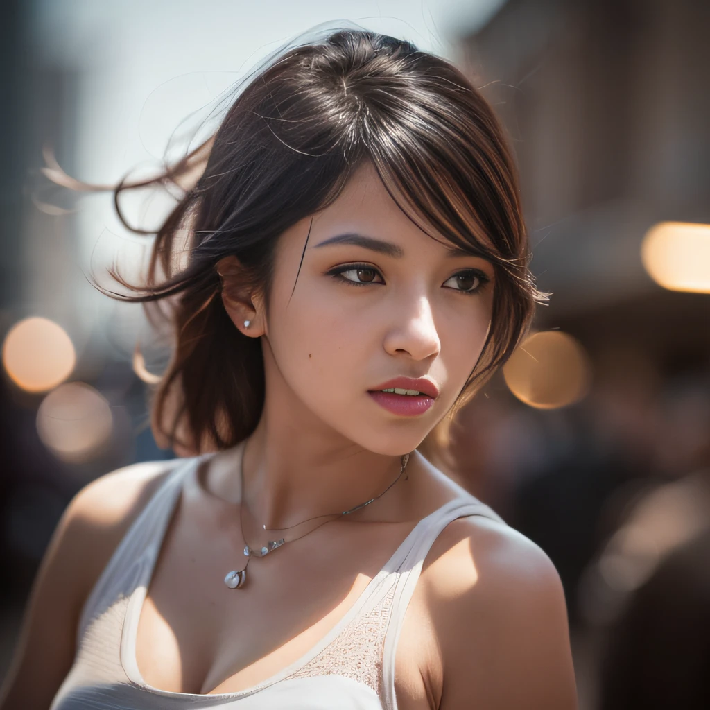 photo of (RosalineNobodySD15:1.0) black woman fighting stance cyberpunk streets depth of field bokeh bright morning light (masterpiece) (best quality) (detailed) (8k) (HDR) (wallpaper) (cinematic lighting) (sharp focus) (intricate), (masterpiece:1.2) (photorealistic:1.2) (bokeh) (best quality) (detailed skin) (intricate) (8k) (HDR) (cinematic lighting) (sharp focus)
