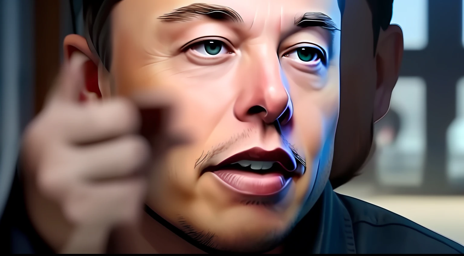 Elon Musk pointing to the side while looking at you (((photo-realistic))) --auto