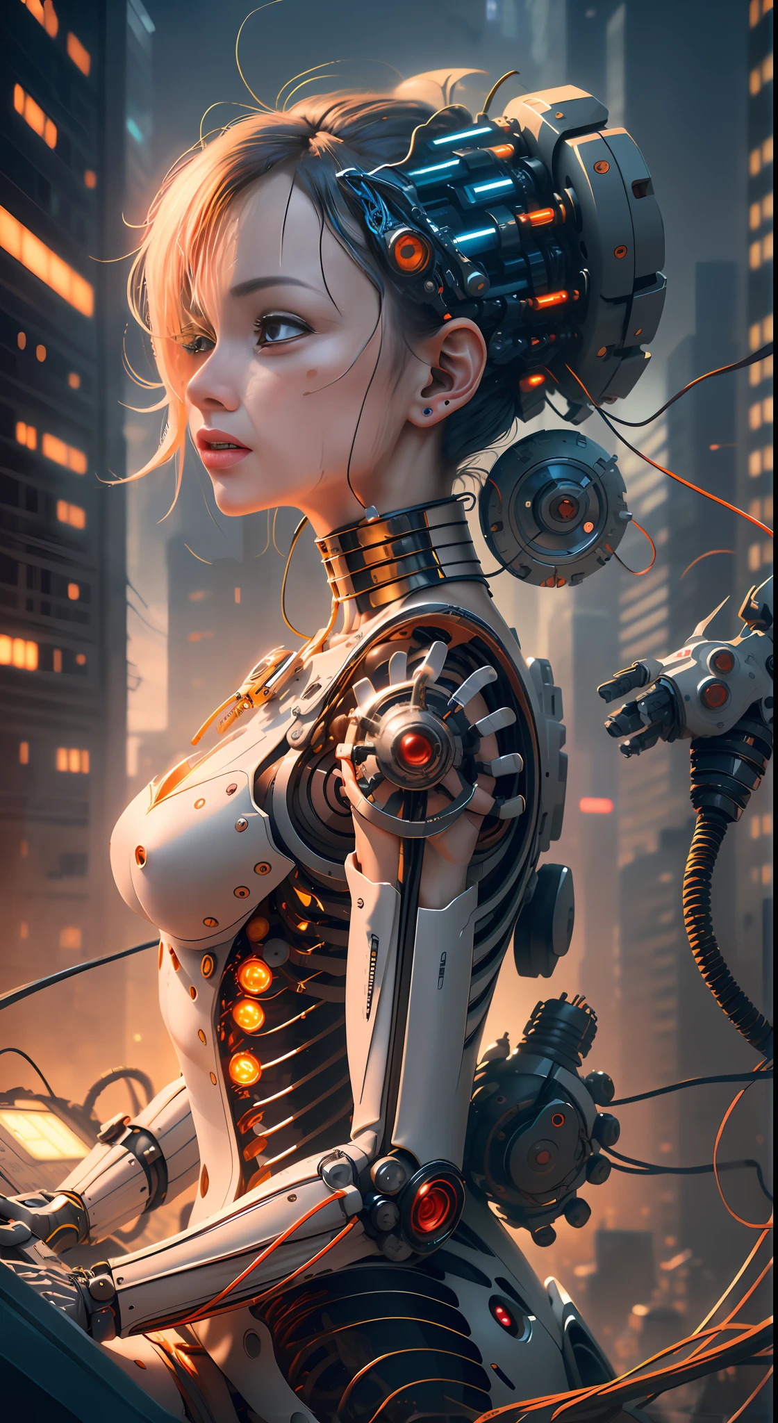 futuristic woman with a futuristic headpiece and a futuristic body, cyborg girl, beutiful girl cyborg, cute cyborg girl, cyborg - girl, portrait of a cyberpunk machine, cyberpunk beautiful girl, dreamy cyberpunk girl, advanced digital cyberpunk art, cyberpunk 2 0 y. o model girl, wojtek fus, beutiful white girl cyborg, cyberpunk anime girl mech