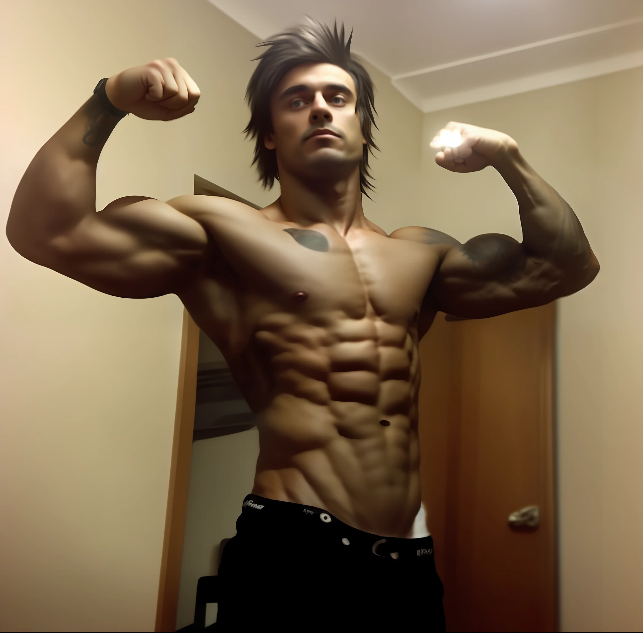 Make a photograph of Zyzz very beautiful without shirt highlighting your shape