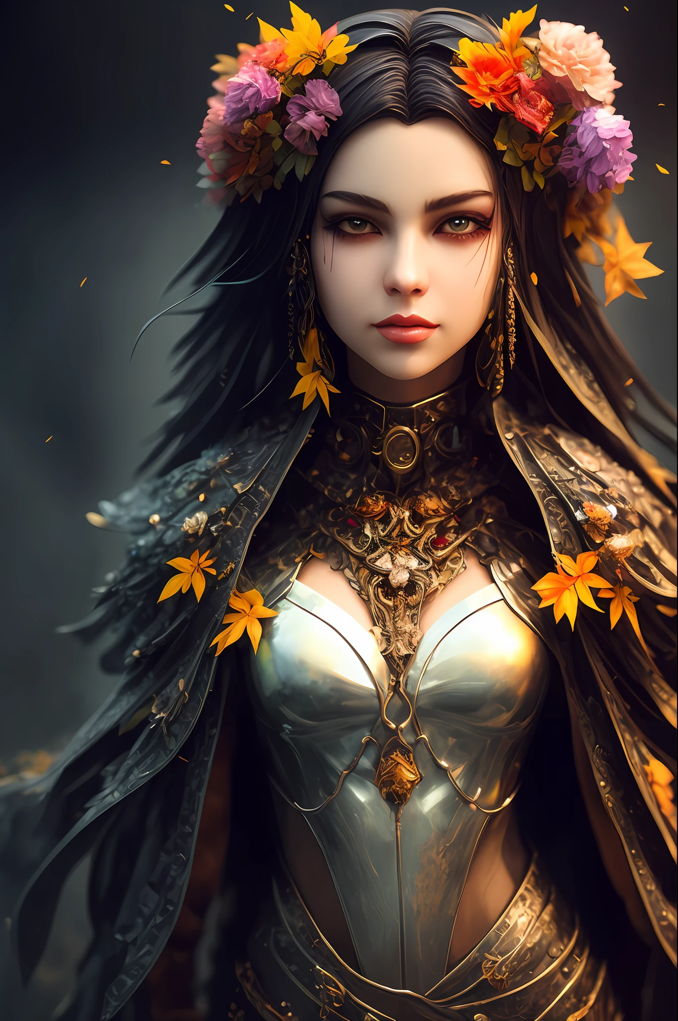 Imagine that the skin of this creature girl looks like it was made of a fishing net, with leaves and flowers growing on her body. Digital Epic Fantasy, Symmetrical Concept Art, Sinister Fantasy Illustration, Symmetrical Epic Fantasy Art, Epic Fantasy Science Fiction Illustration, Epic Fantasy Art Style, Epic Anime Art, Symmetrical Fantasy RPG Portrait, Anton Fadeev and Dan Mumford, (Masterpiece, Top Quality, Best Quality, Official Art, Beauty and Aesthetics: 1.2), Extreme Detail, (Fractal Art: 1.3), Colorful, Most Detailed, Full Body Pose, Cute Surrealist Photo, 8 K, Octane Beautifully Rendered, Very detailed, intricate, epic composition, cinematic lighting, masterpiece, art station trend, very, very detailed, stunning, HDR, smooth, sharp focus, high resolution, award-winning, award-winning photo, DSLR, 5 0 mm